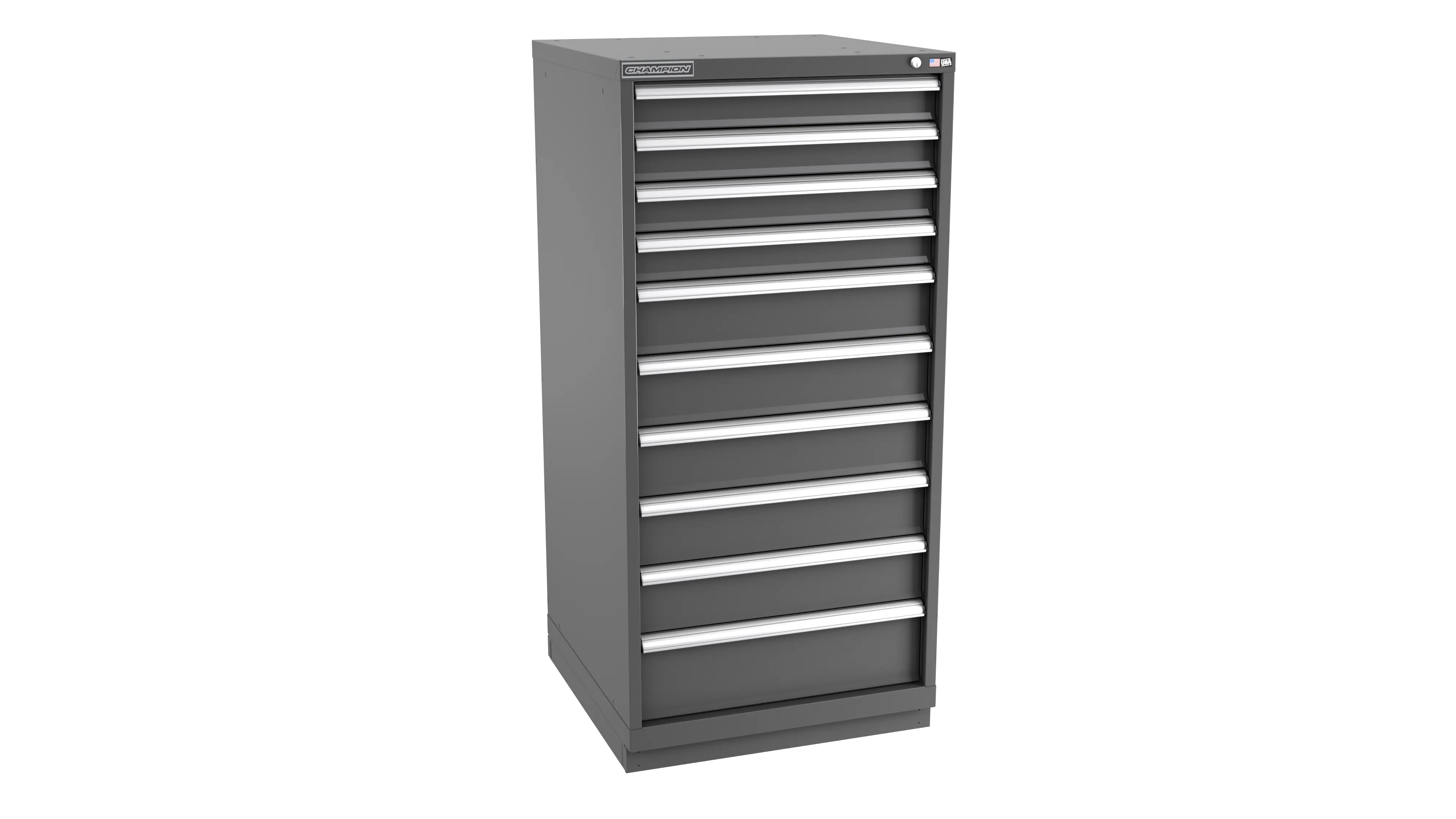 Champion Tool 10-Drawer Metal Modular Storage Cabinet with 169 Internal Compartments, 28-1/4 W x 59-1/2 H x 28-1/2 D in - CM SW2700-1001-ILC-FTB Champion Tool Storage