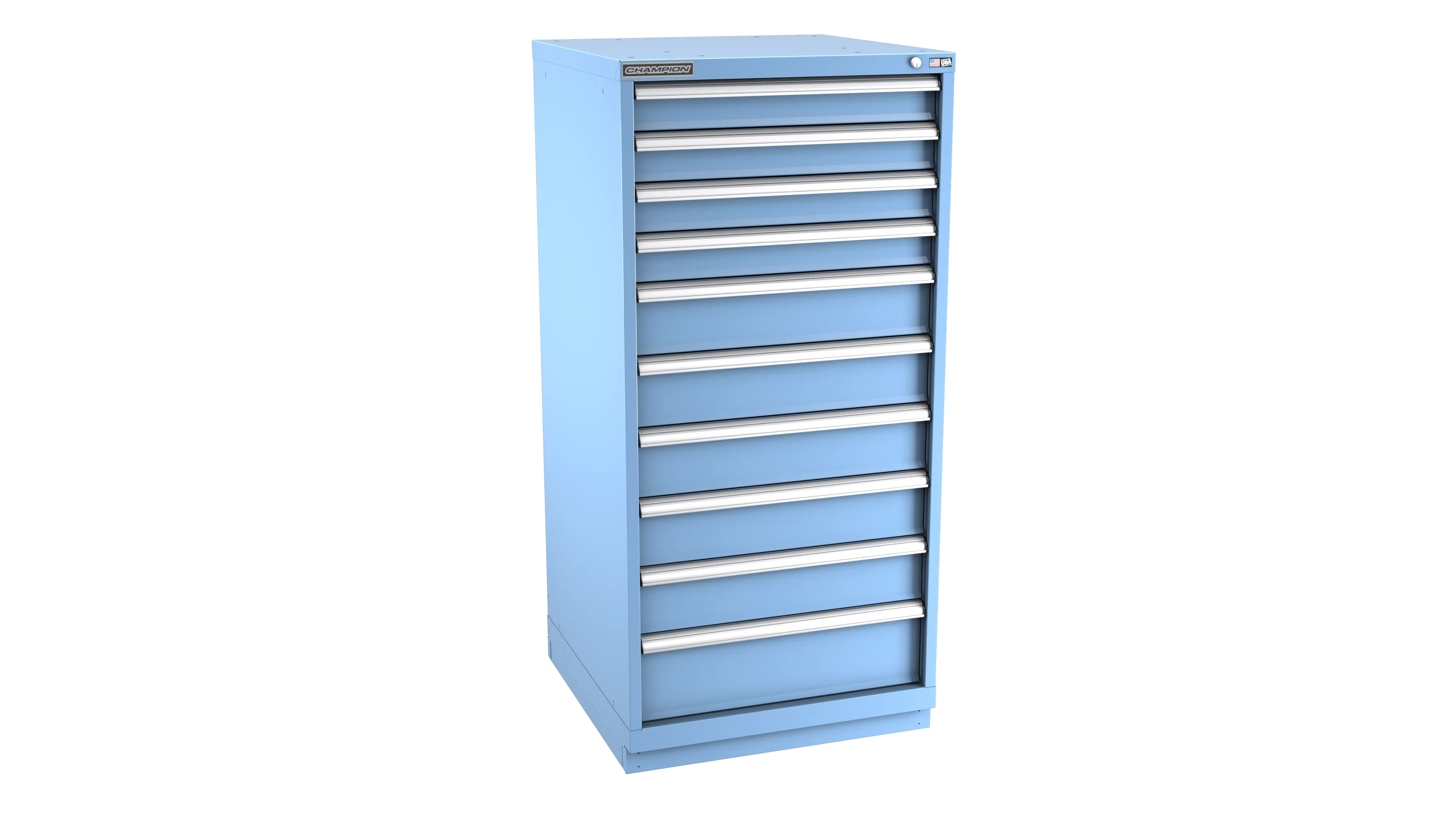 Champion Tool 10-Drawer Metal Modular Storage Cabinet with 169 Internal Compartments, 28-1/4 W x 59-1/2 H x 28-1/2 D in - CM SW2700-1001-ILC-FTB Champion Tool Storage