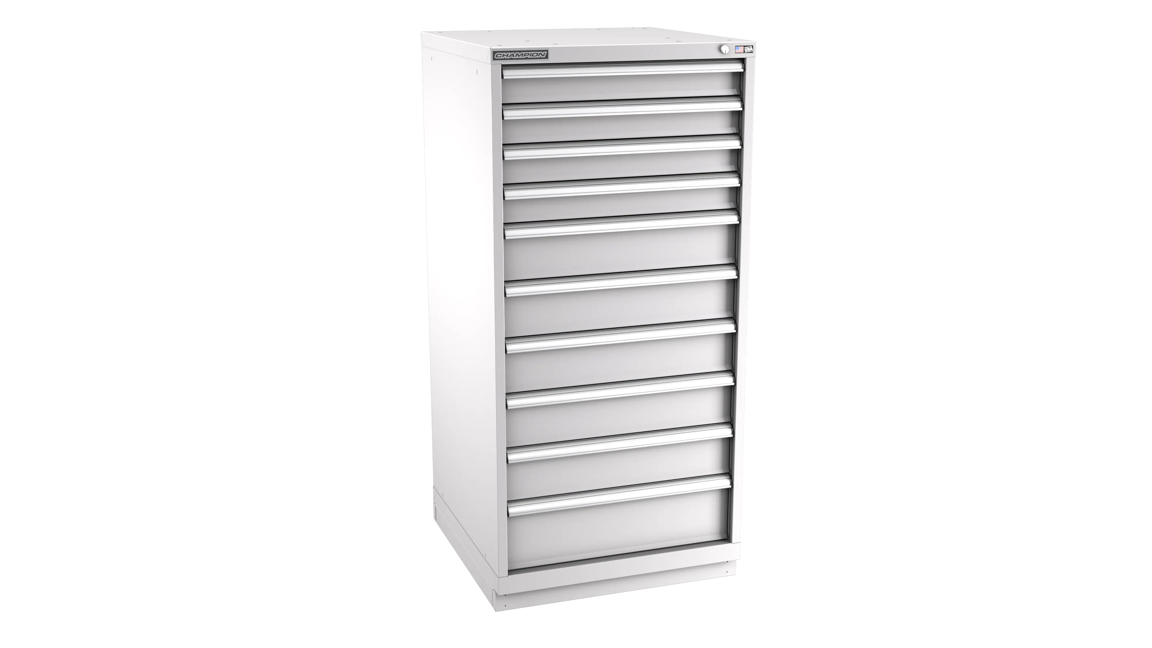 Champion Tool 10-Drawer Metal Modular Storage Cabinet with 169 Internal Compartments, 28-1/4 W x 59-1/2 H x 28-1/2 D in - CM SW2700-1001-ILC-FTB Champion Tool Storage