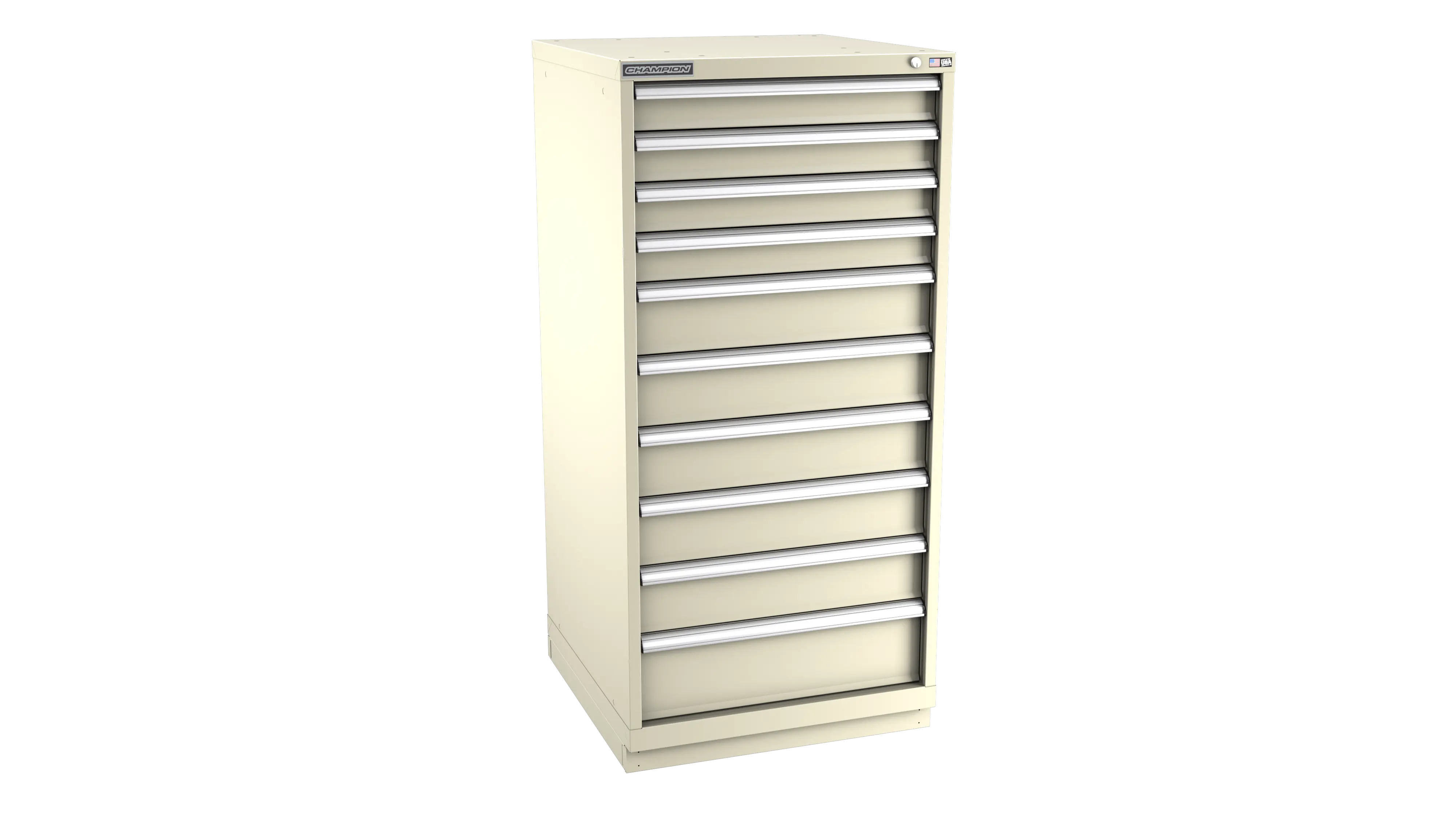 Champion Tool 10-Drawer Metal Modular Storage Cabinet with 169 Internal Compartments, 28-1/4 W x 59-1/2 H x 28-1/2 D in - CM SW2700-1001-ILC-FTB Champion Tool Storage