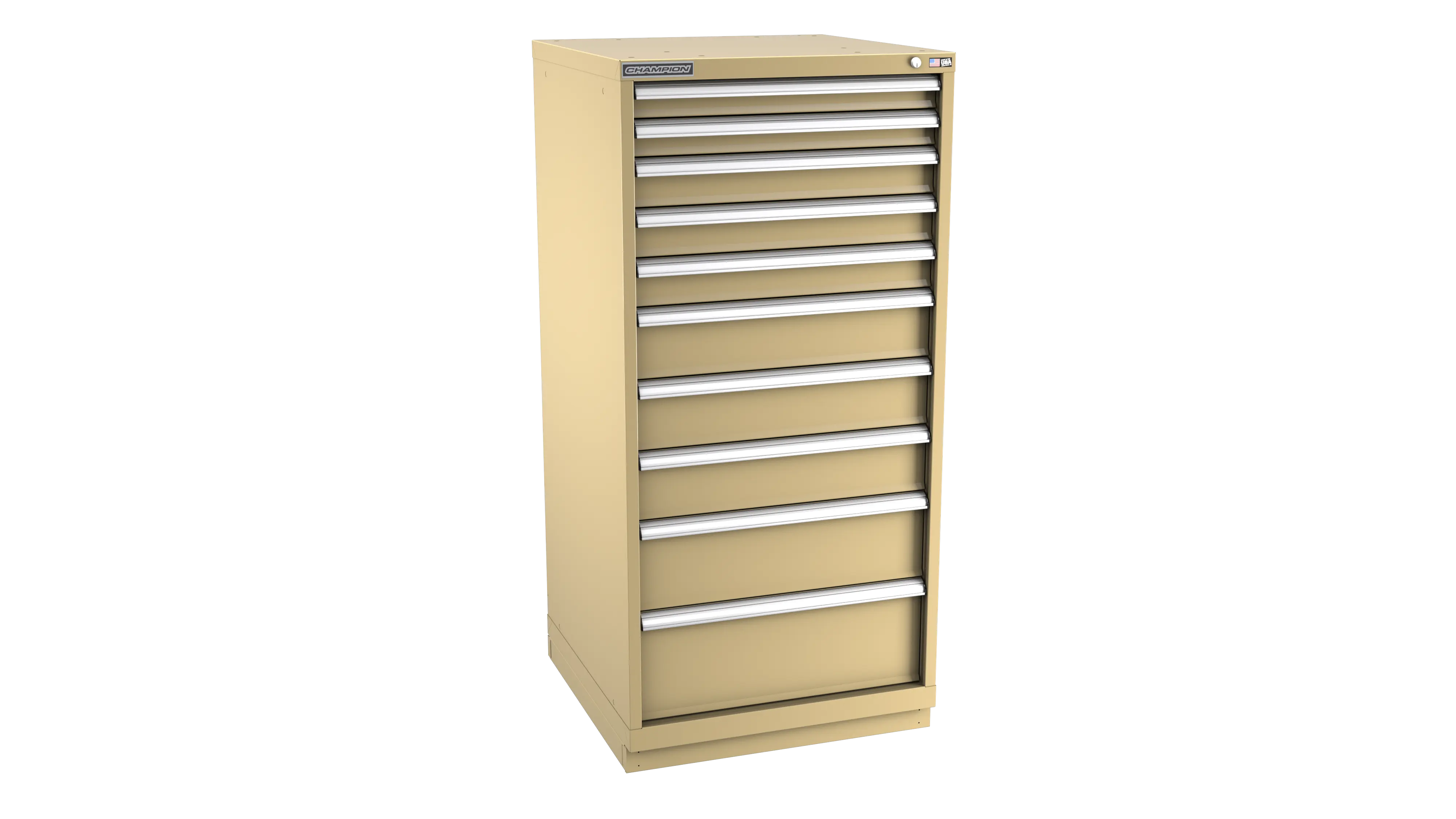 Champion Tool 10-Drawer Metal Modular Storage Cabinet with 152 Internal Compartments, 28-1/4 W x 59-1/2 H x 28-1/2 D in - CM SW2700-1002-ILC-FTB Champion Tool Storage