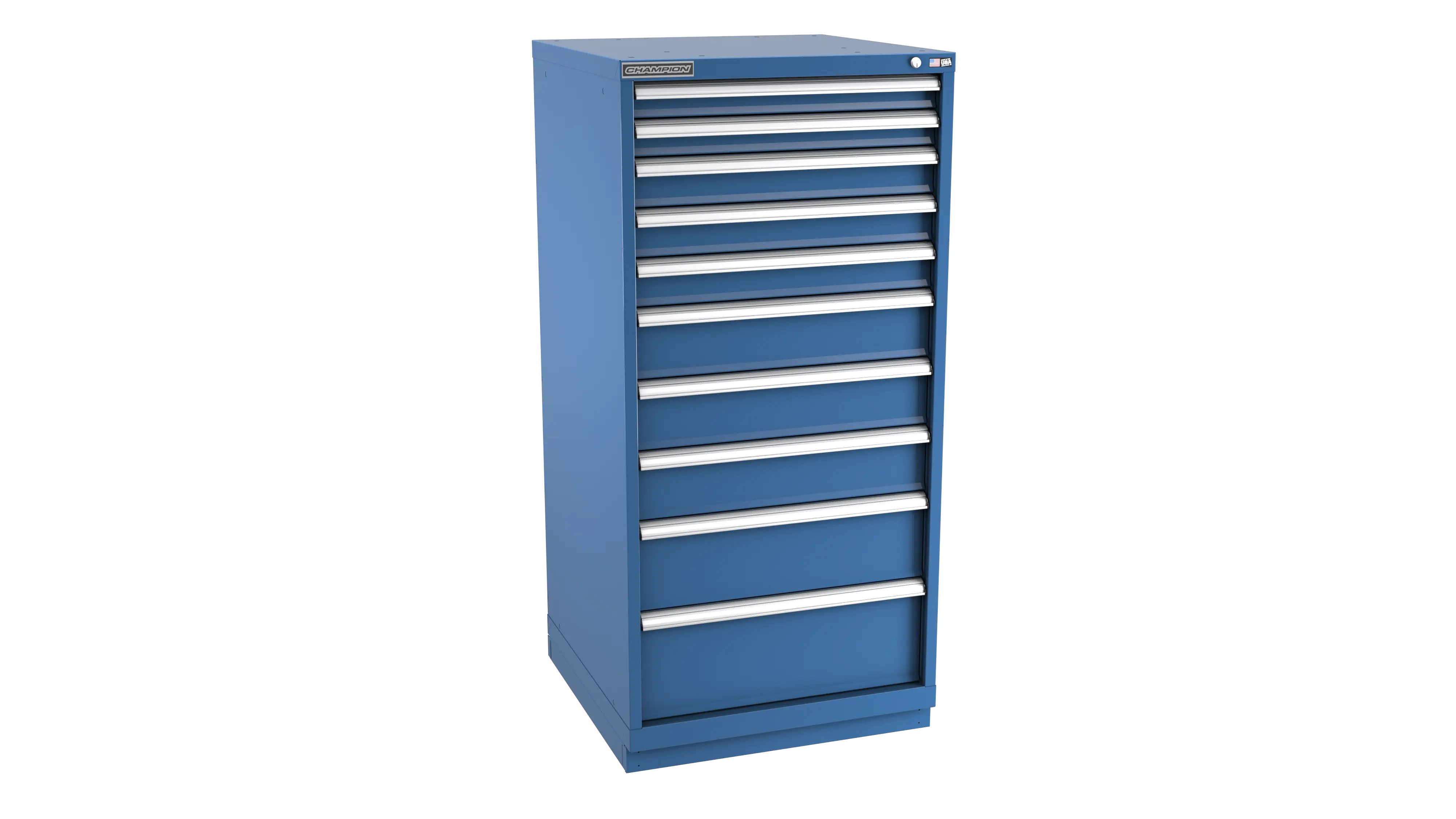 Champion Tool 10-Drawer Metal Modular Storage Cabinet with 152 Internal Compartments, 28-1/4 W x 59-1/2 H x 28-1/2 D in - CM SW2700-1002-ILC-FTB Champion Tool Storage