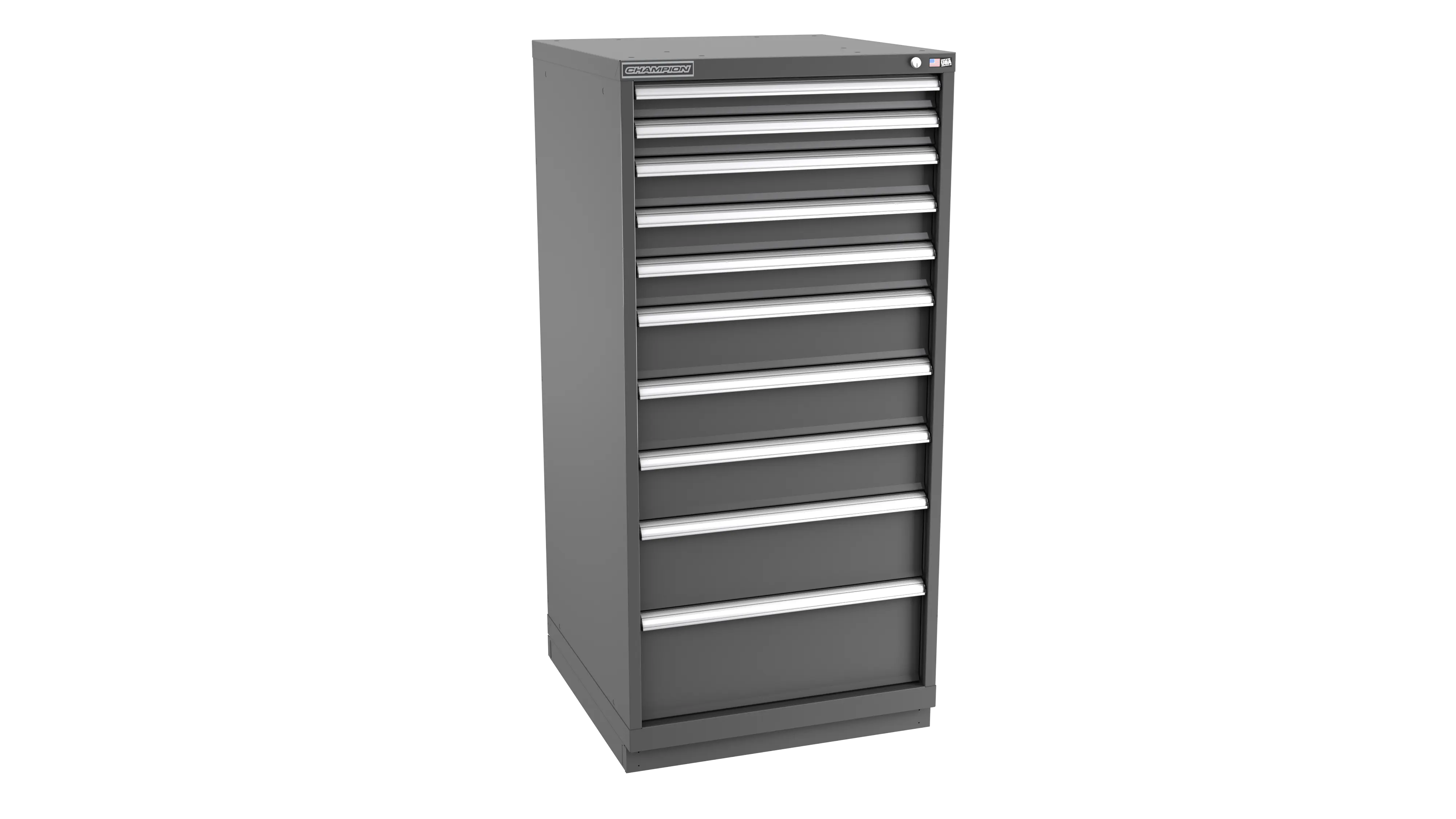 Champion Tool 10-Drawer Metal Modular Storage Cabinet with 152 Internal Compartments, 28-1/4 W x 59-1/2 H x 28-1/2 D in - CM SW2700-1002-ILC-FTB Champion Tool Storage