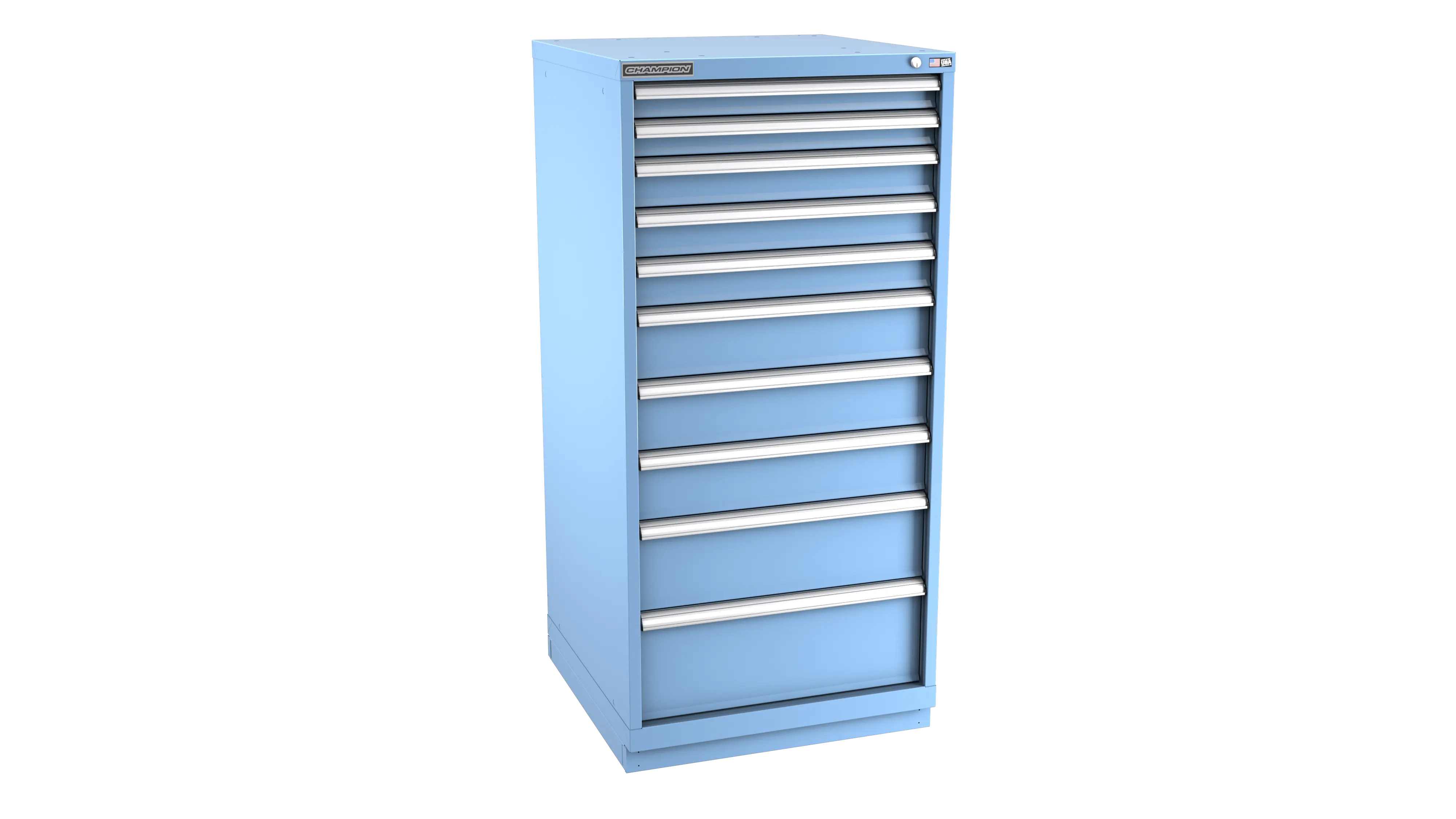Champion Tool 10-Drawer Metal Modular Storage Cabinet with 152 Internal Compartments, 28-1/4 W x 59-1/2 H x 28-1/2 D in - CM SW2700-1002-ILC-FTB Champion Tool Storage