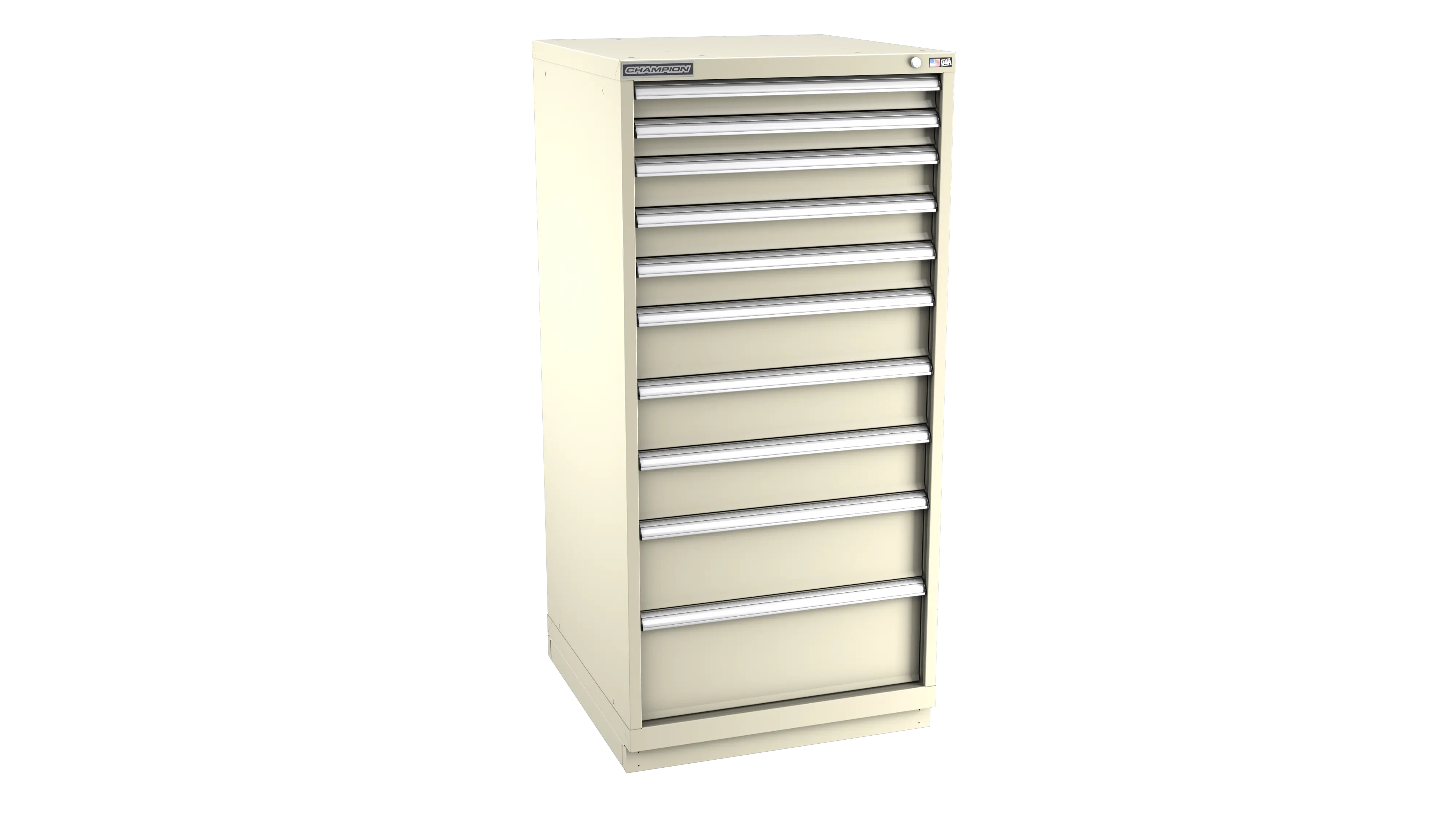 Champion Tool 10-Drawer Metal Modular Storage Cabinet with 152 Internal Compartments, 28-1/4 W x 59-1/2 H x 28-1/2 D in - CM SW2700-1002-ILC-FTB Champion Tool Storage