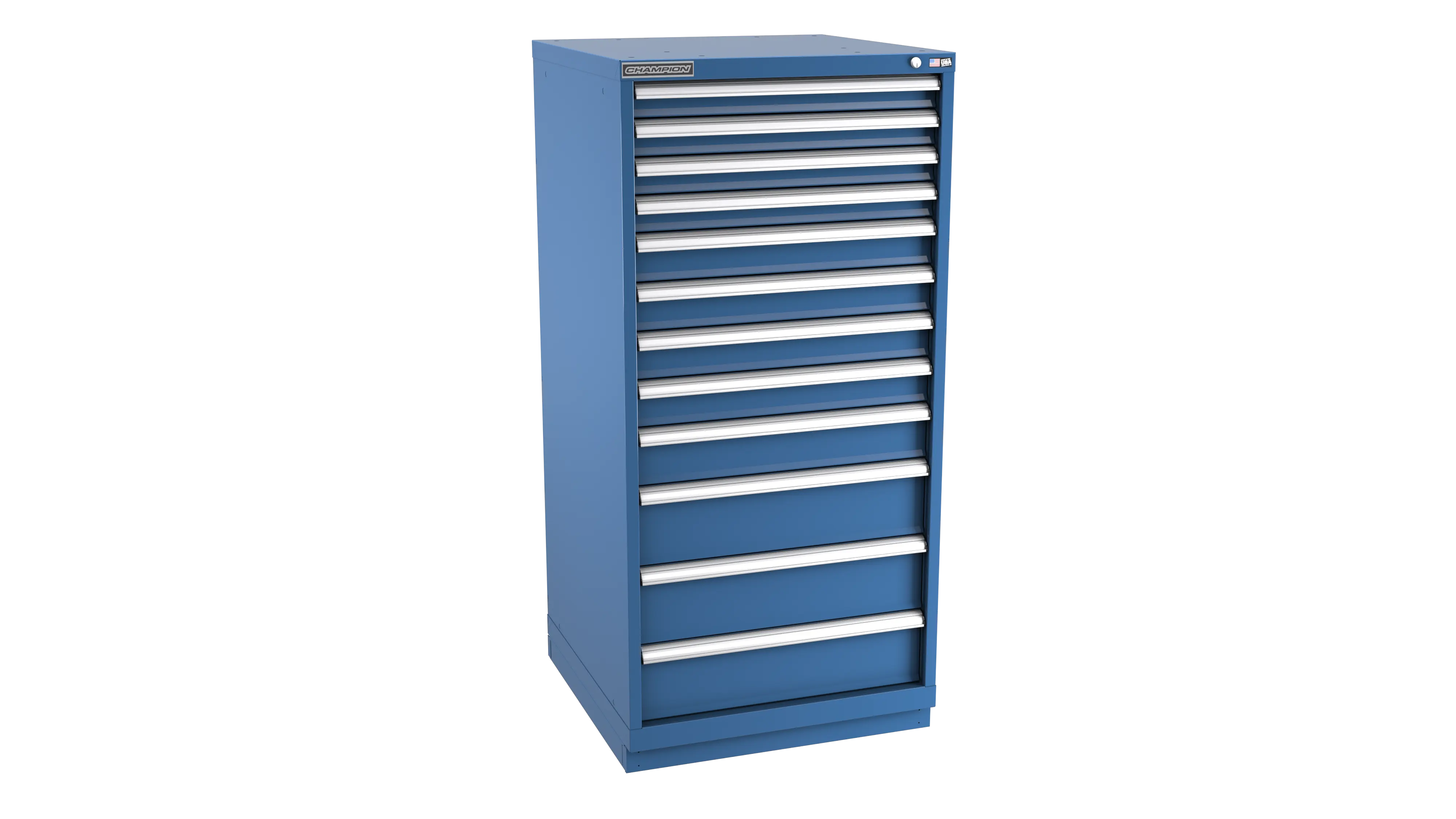 Champion Tool 12-Drawer Metal Modular Storage Cabinet with 208 Internal Compartments, 28-1/4 W x 59-1/2 H x 28-1/2 D in - CM SW2700-1201-ILC-FTB Champion Tool Storage