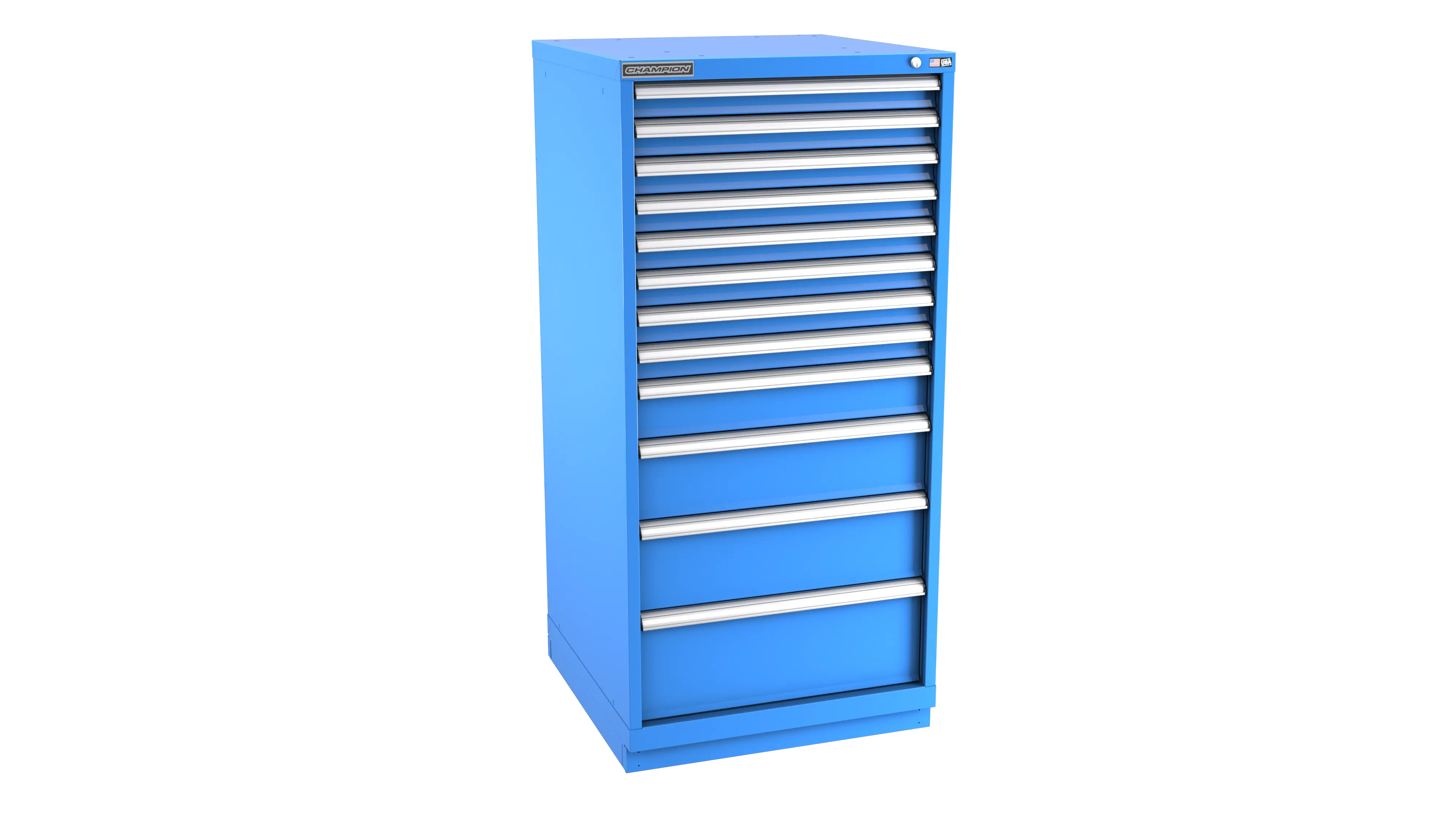 Champion Tool 12-Drawer Metal Modular Storage Cabinet with 204 Internal Compartments, 28-1/4 W x 59-1/2 H x 28-1/2 D in - CM SW2700-1202-ILC-FTB Champion Tool Storage