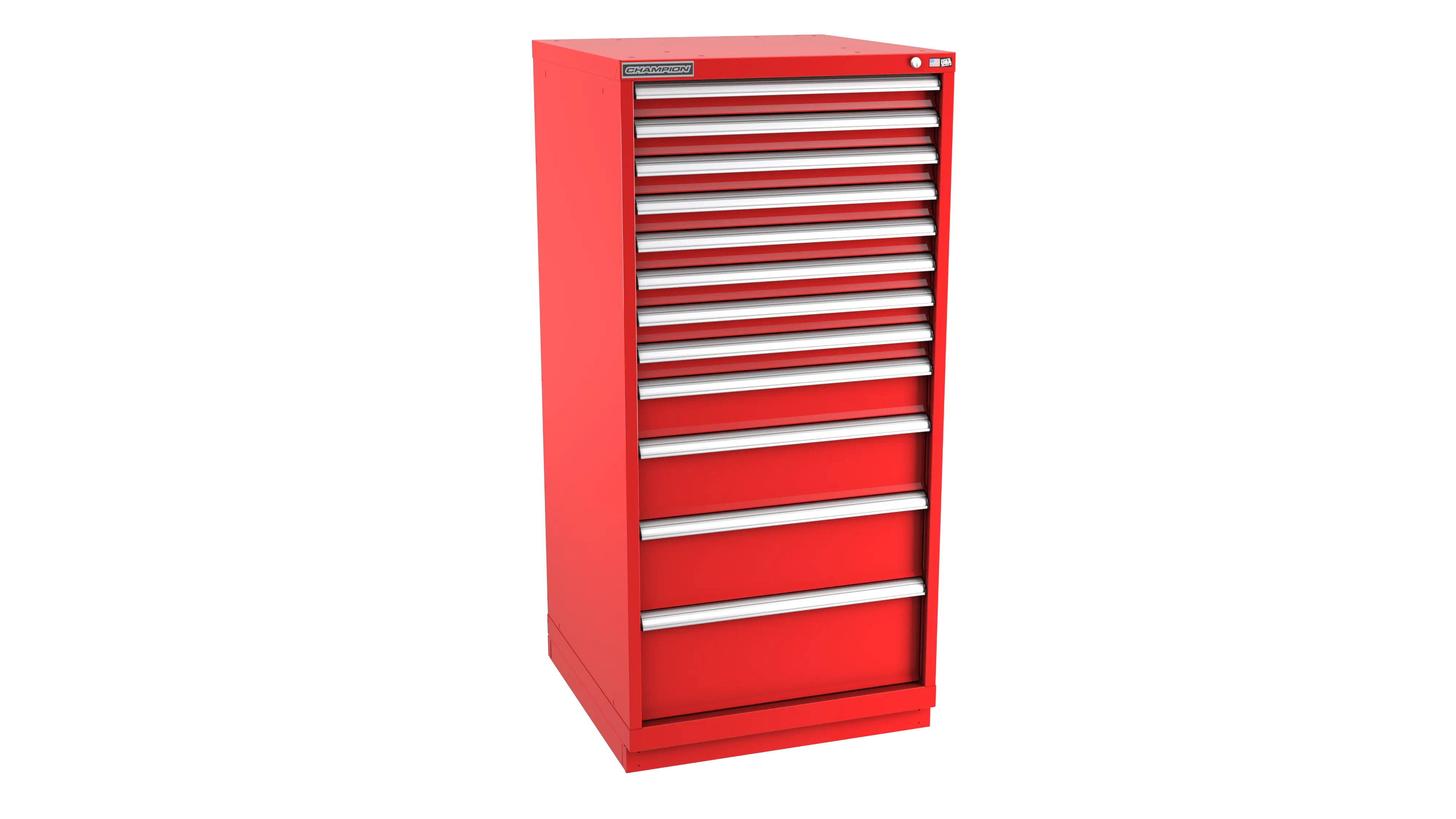 Champion Tool 12-Drawer Metal Modular Storage Cabinet with 204 Internal Compartments, 28-1/4 W x 59-1/2 H x 28-1/2 D in - CM SW2700-1202-ILC-FTB Champion Tool Storage