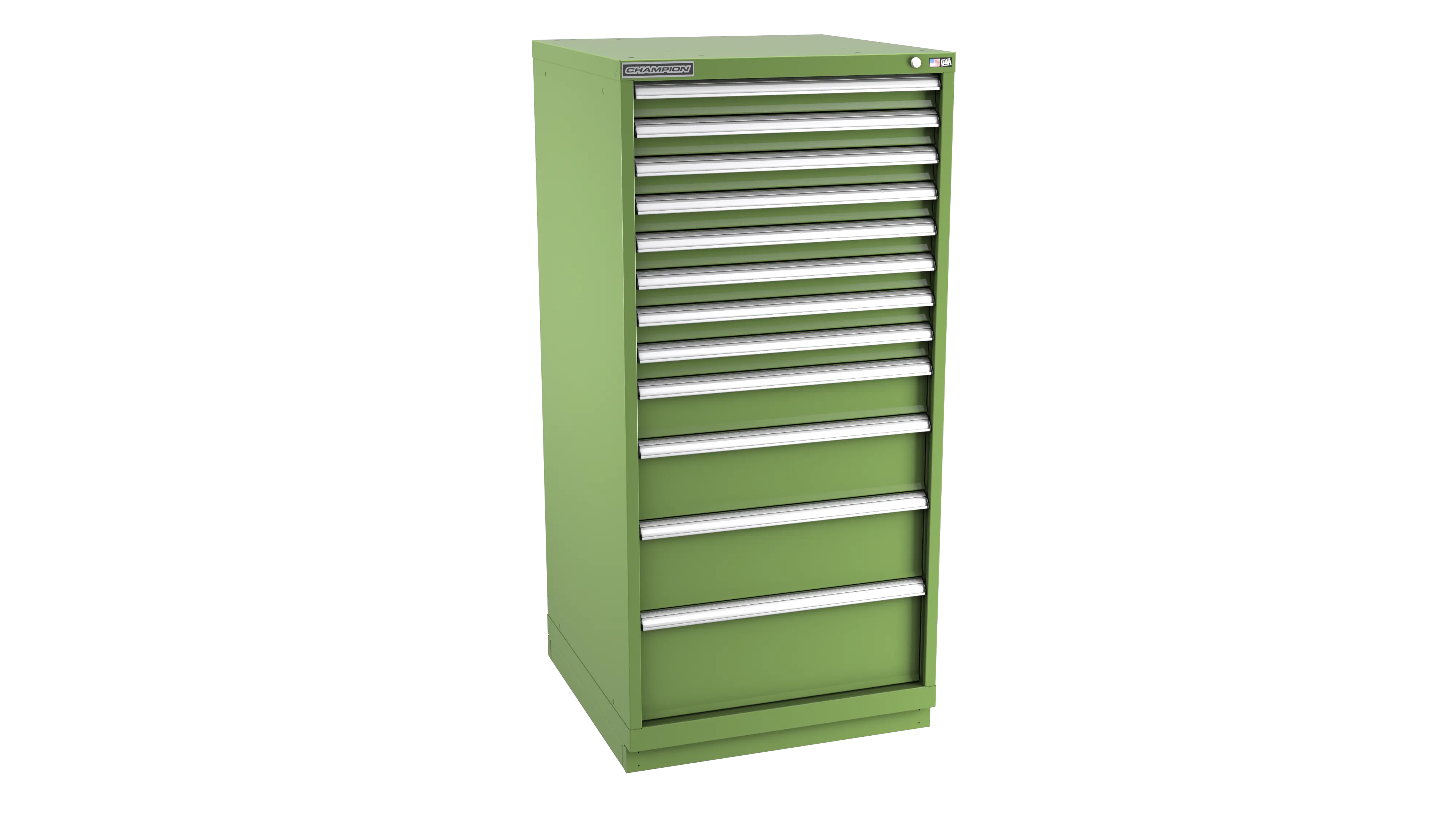 Champion Tool 12-Drawer Metal Modular Storage Cabinet with 204 Internal Compartments, 28-1/4 W x 59-1/2 H x 28-1/2 D in - CM SW2700-1202-ILC-FTB Champion Tool Storage