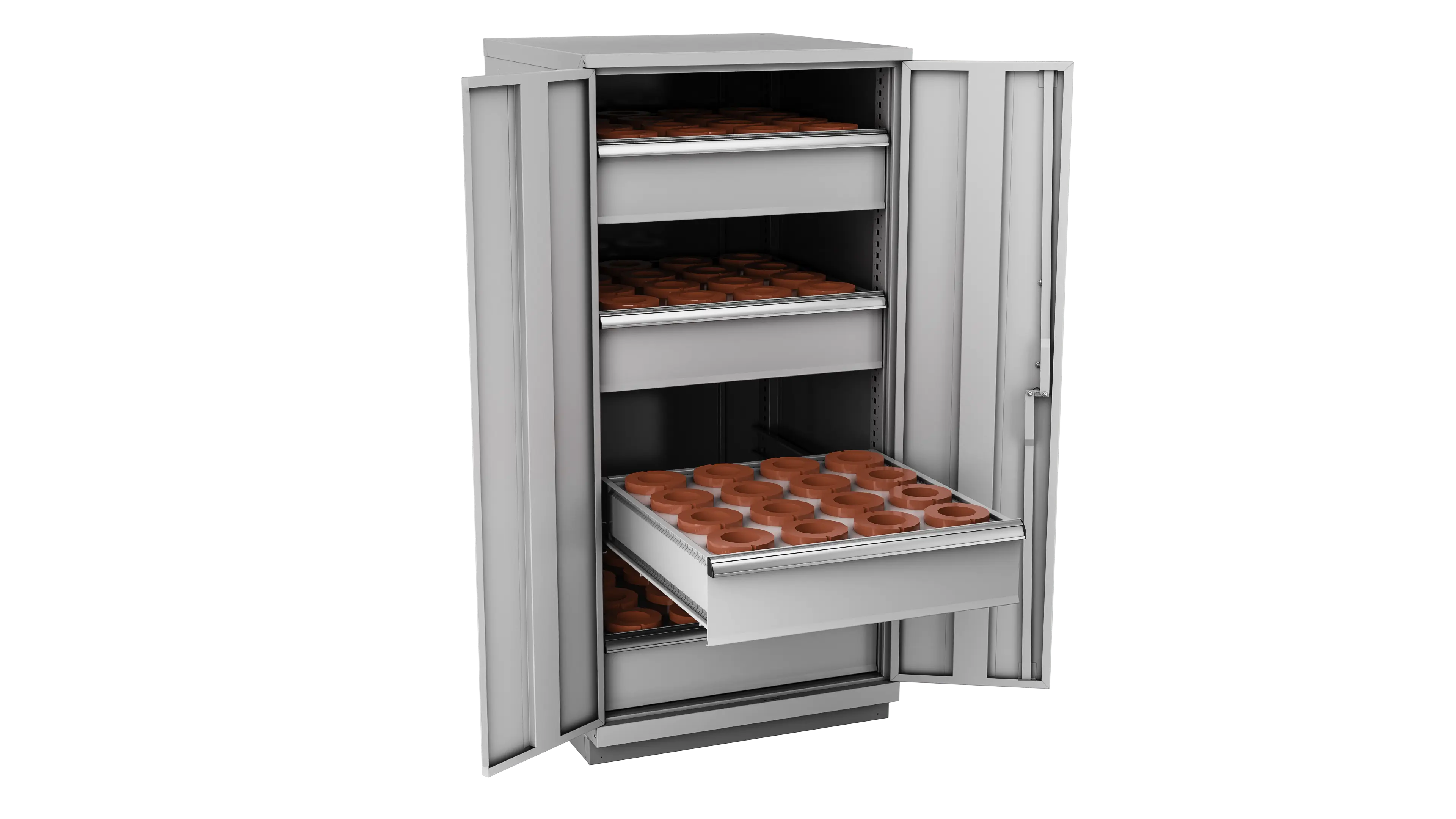 Champion Tool 2-Door Metal CNC Modular Storage Cabinet with 64 HSK100 Tool Capacity, 28-1/4 W x 59-1/2 H x 28-1/2 D in - CM SW2700H100-FTB Champion Tool Storage