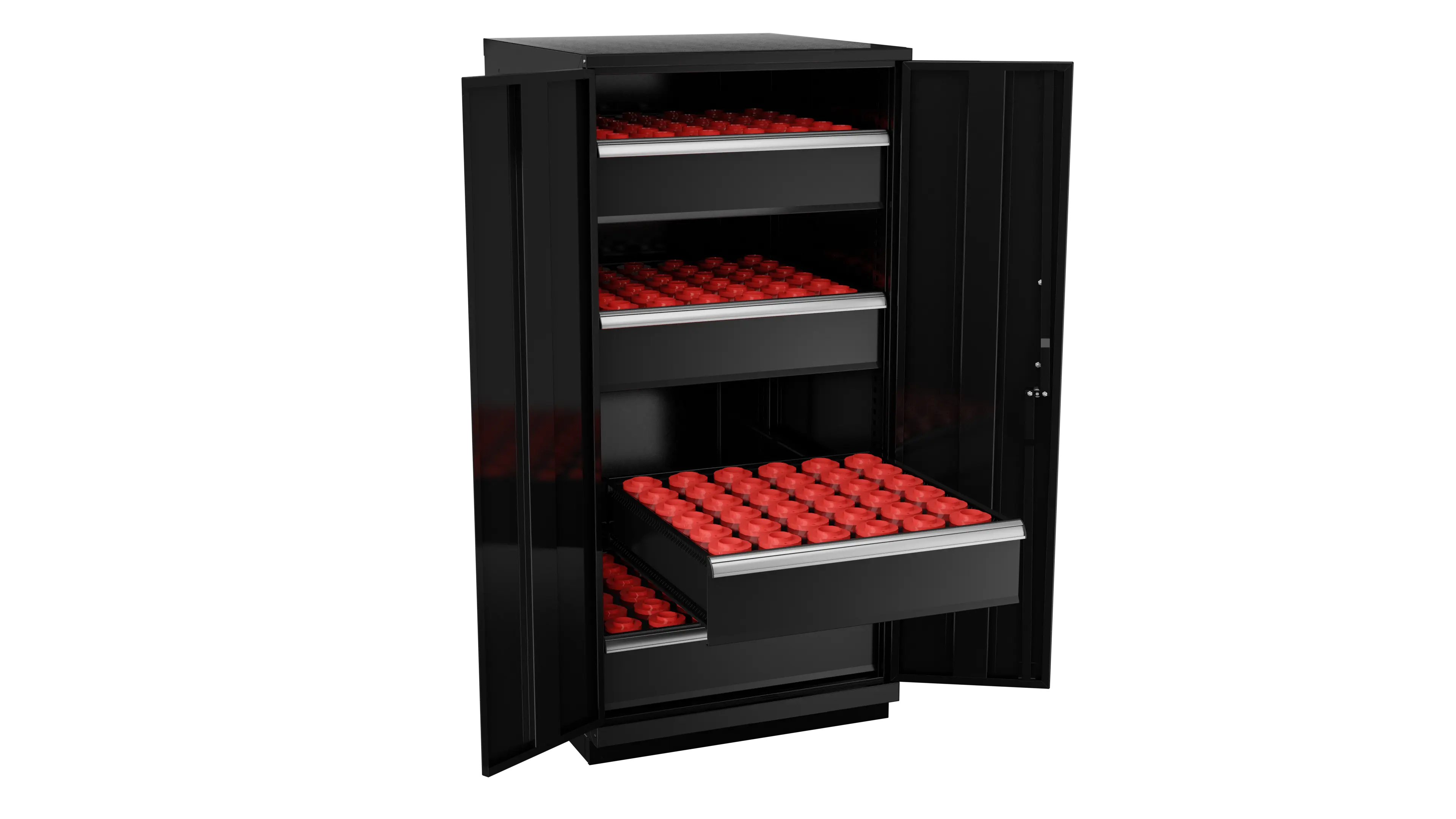 Champion Tool 2-Door Metal CNC Modular Storage Cabinet with 196 HSK40 Tool Capacity, 28-1/4 W x 59-1/2 H x 28-1/2 D in - CM SW2700H40-FTB Champion Tool Storage