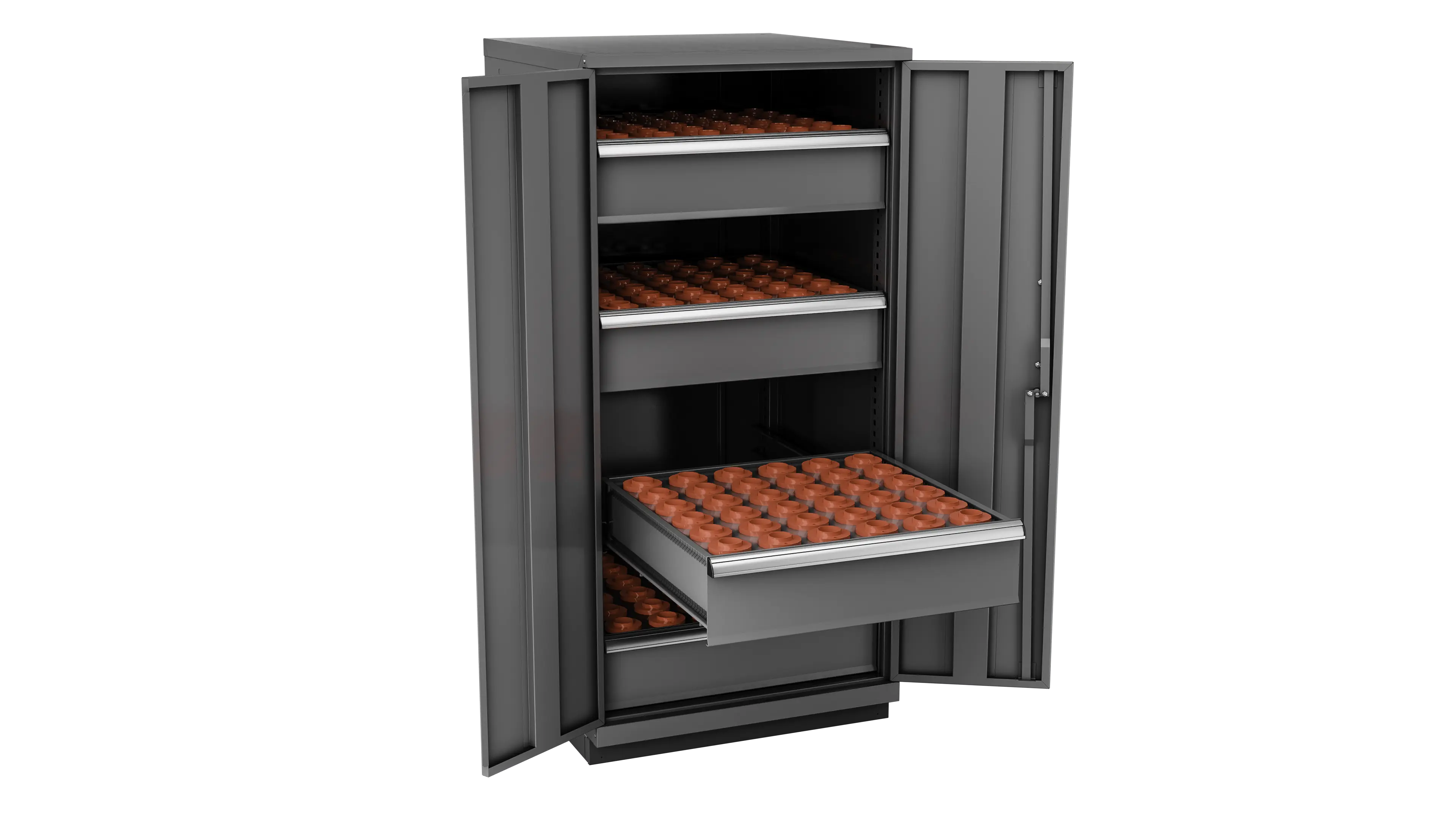 Champion Tool 2-Door Metal CNC Modular Storage Cabinet with 144 HSK50 Tool Capacity, 28-1/4 W x 59-1/2 H x 28-1/2 D in - CM SW2700H50-FTB Champion Tool Storage