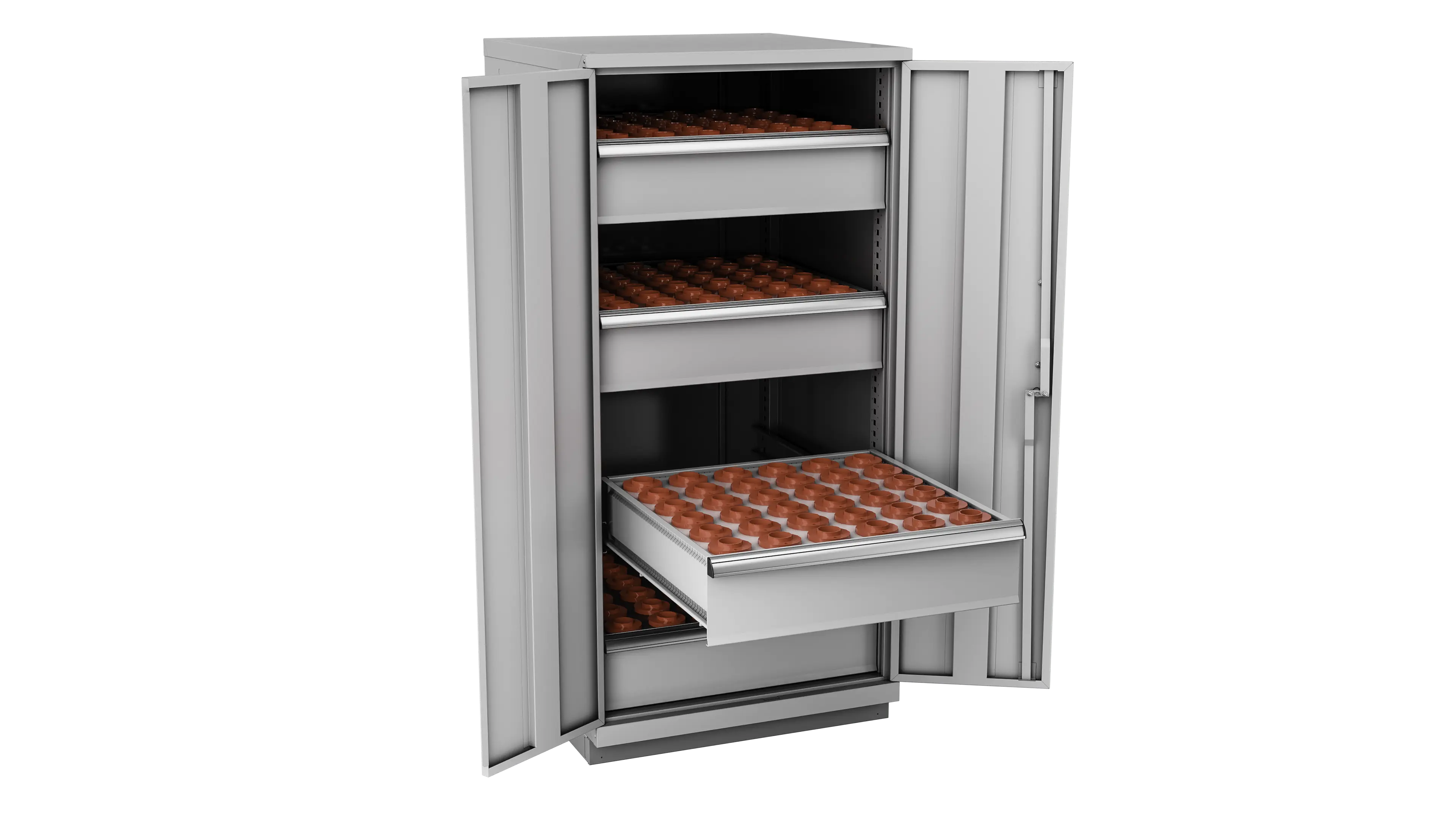 Champion Tool 2-Door Metal CNC Modular Storage Cabinet with 144 HSK50 Tool Capacity, 28-1/4 W x 59-1/2 H x 28-1/2 D in - CM SW2700H50-FTB Champion Tool Storage