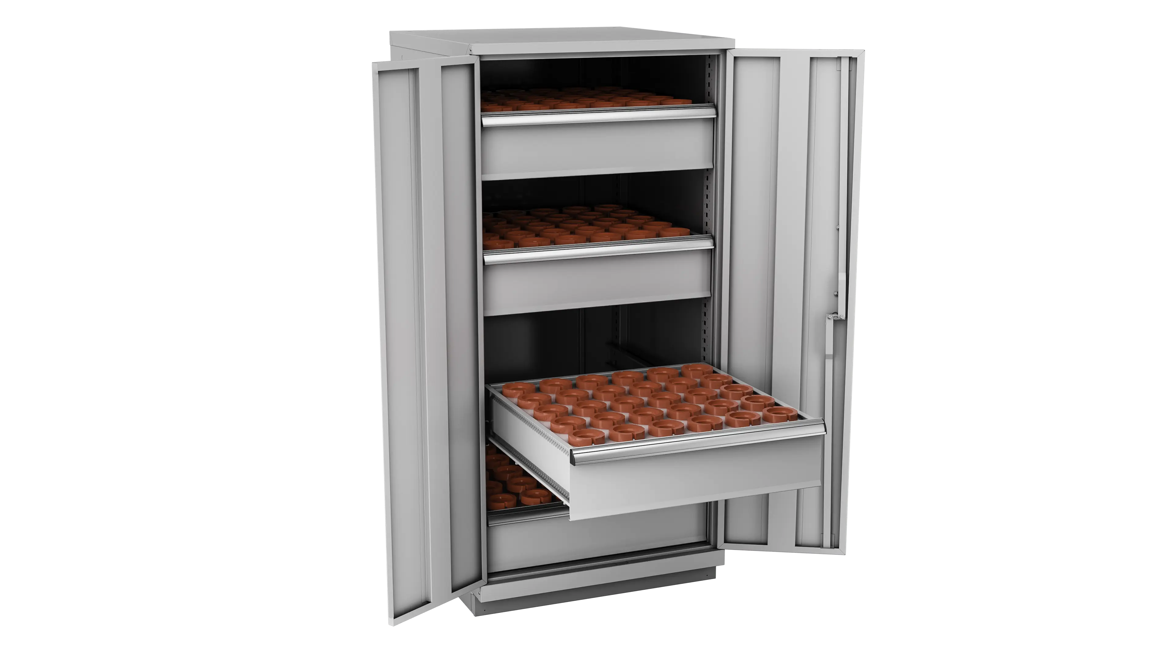 Champion Tool 2-Door Metal CNC Modular Storage Cabinet with 120 HSK63 Tool Capacity, 28-1/4 W x 59-1/2 H x 28-1/2 D in - CM SW2700H63-FTB Champion Tool Storage
