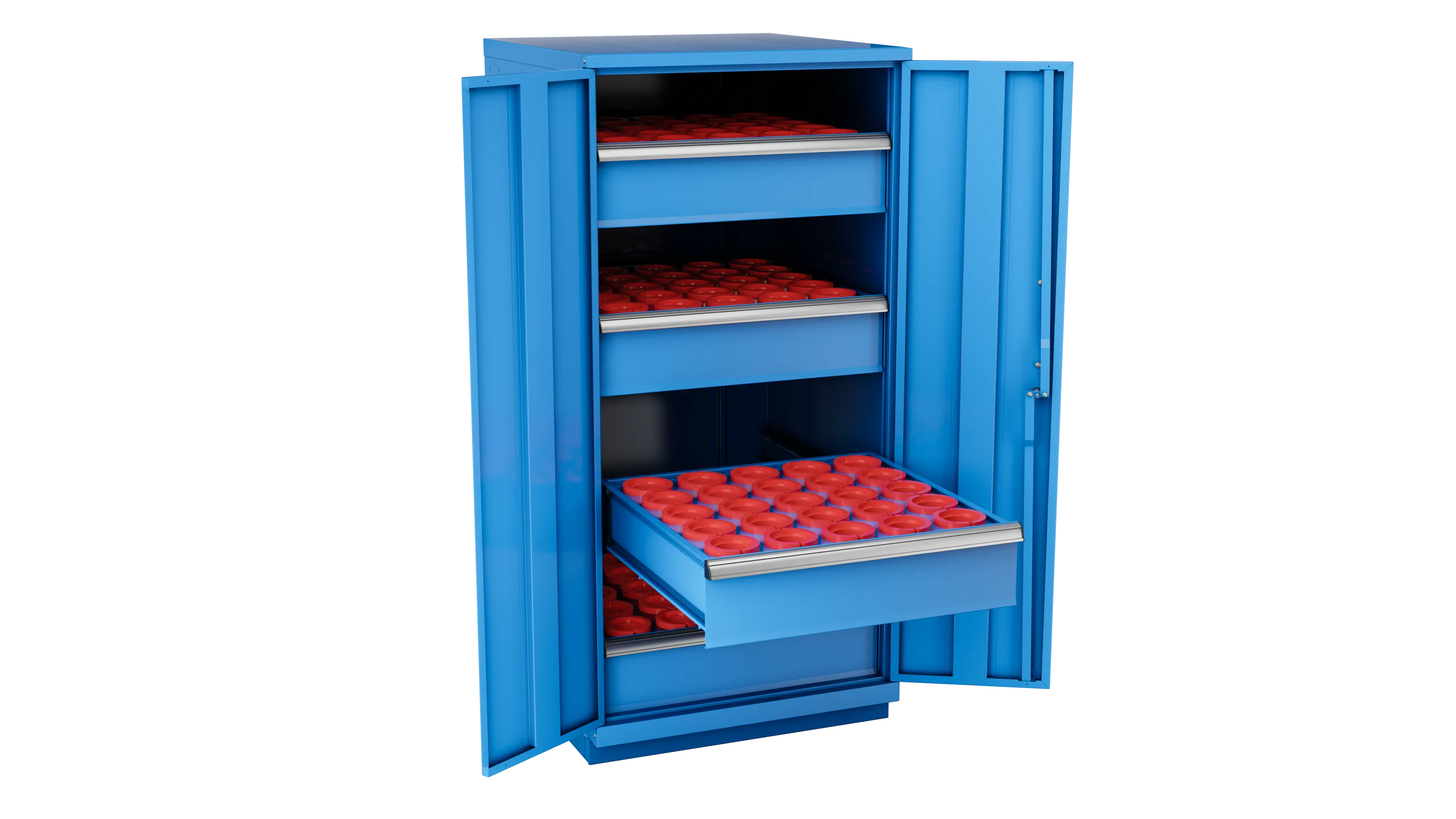 Champion Tool 2-Door Metal CNC Modular Storage Cabinet with 84 HSK80 Tool Capacity, 28-1/4 W x 59-1/2 H x 28-1/2 D in - CM SW2700H80-FTB Champion Tool Storage