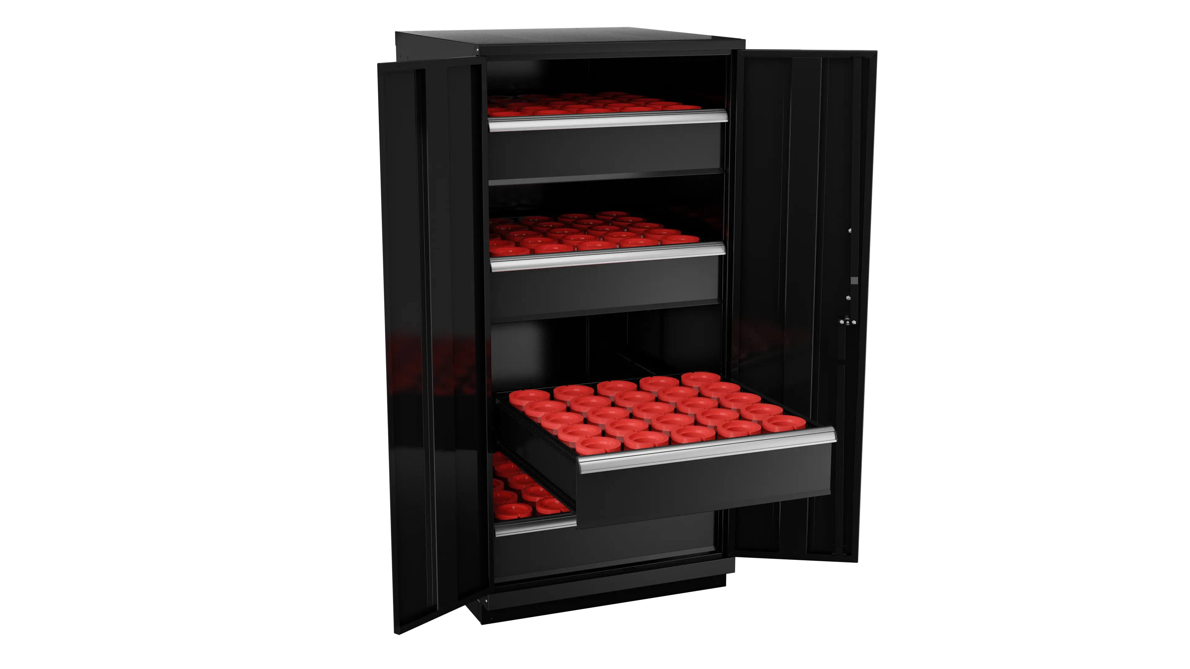Champion Tool 2-Door Metal CNC Modular Storage Cabinet with 84 HSK80 Tool Capacity, 28-1/4 W x 59-1/2 H x 28-1/2 D in - CM SW2700H80-FTB Champion Tool Storage
