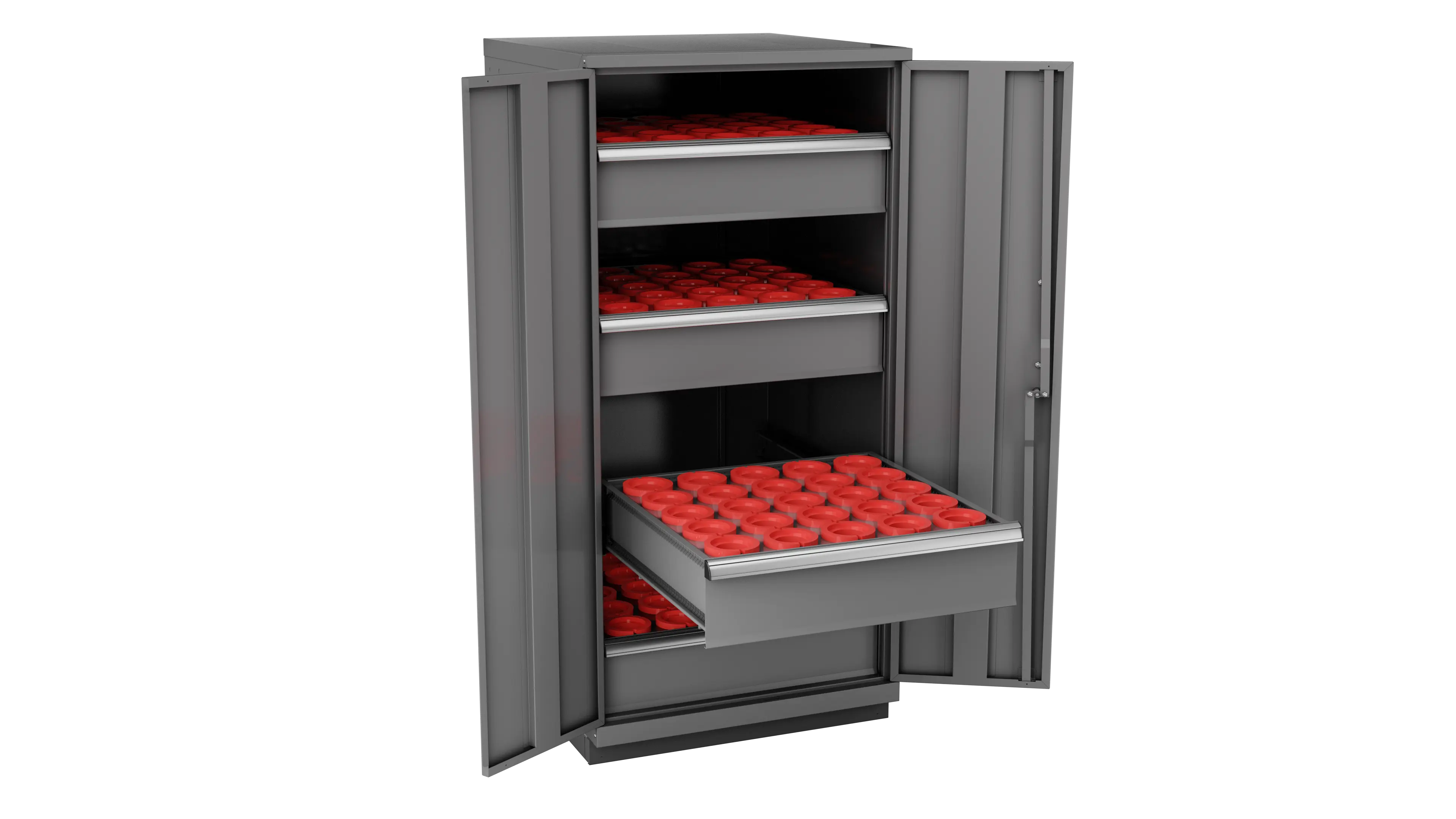 Champion Tool 2-Door Metal CNC Modular Storage Cabinet with 84 HSK80 Tool Capacity, 28-1/4 W x 59-1/2 H x 28-1/2 D in - CM SW2700H80-FTB Champion Tool Storage