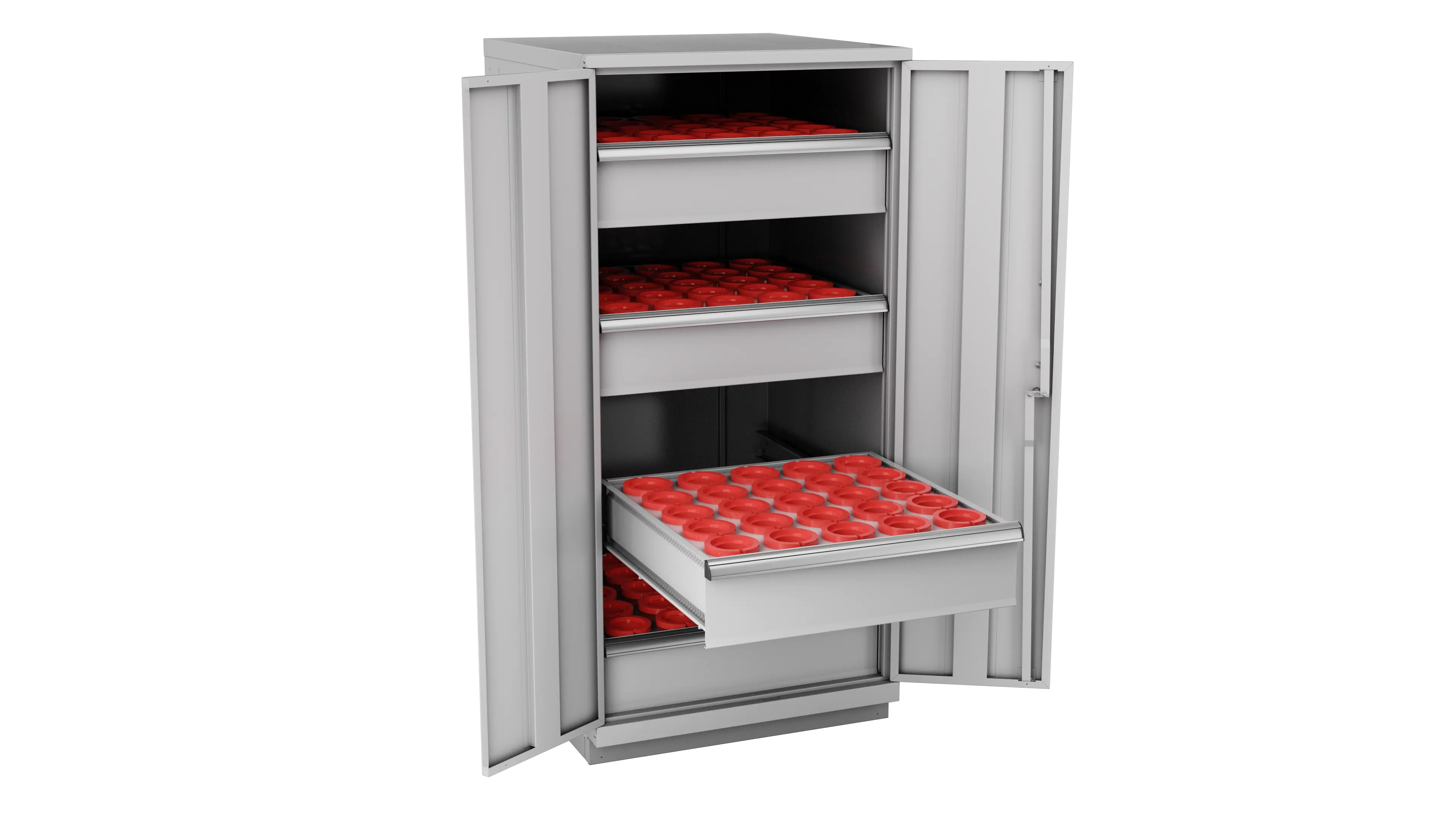 Champion Tool 2-Door Metal CNC Modular Storage Cabinet with 84 HSK80 Tool Capacity, 28-1/4 W x 59-1/2 H x 28-1/2 D in - CM SW2700H80-FTB Champion Tool Storage