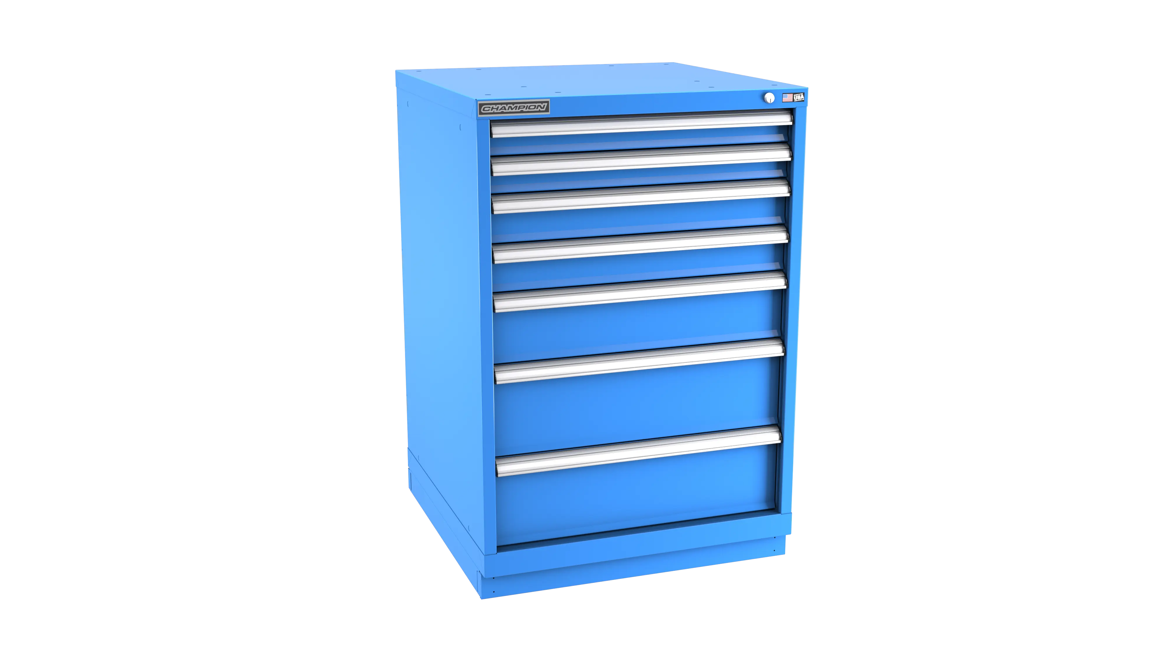 Champion Tool 7-Drawer Metal Modular Storage Cabinet with 120 Internal Compartments, 28-1/4 W x 41-3/4 H x 22-1/2 D in - CM SWS1800-0701-ILC-FTB Champion Tool Storage