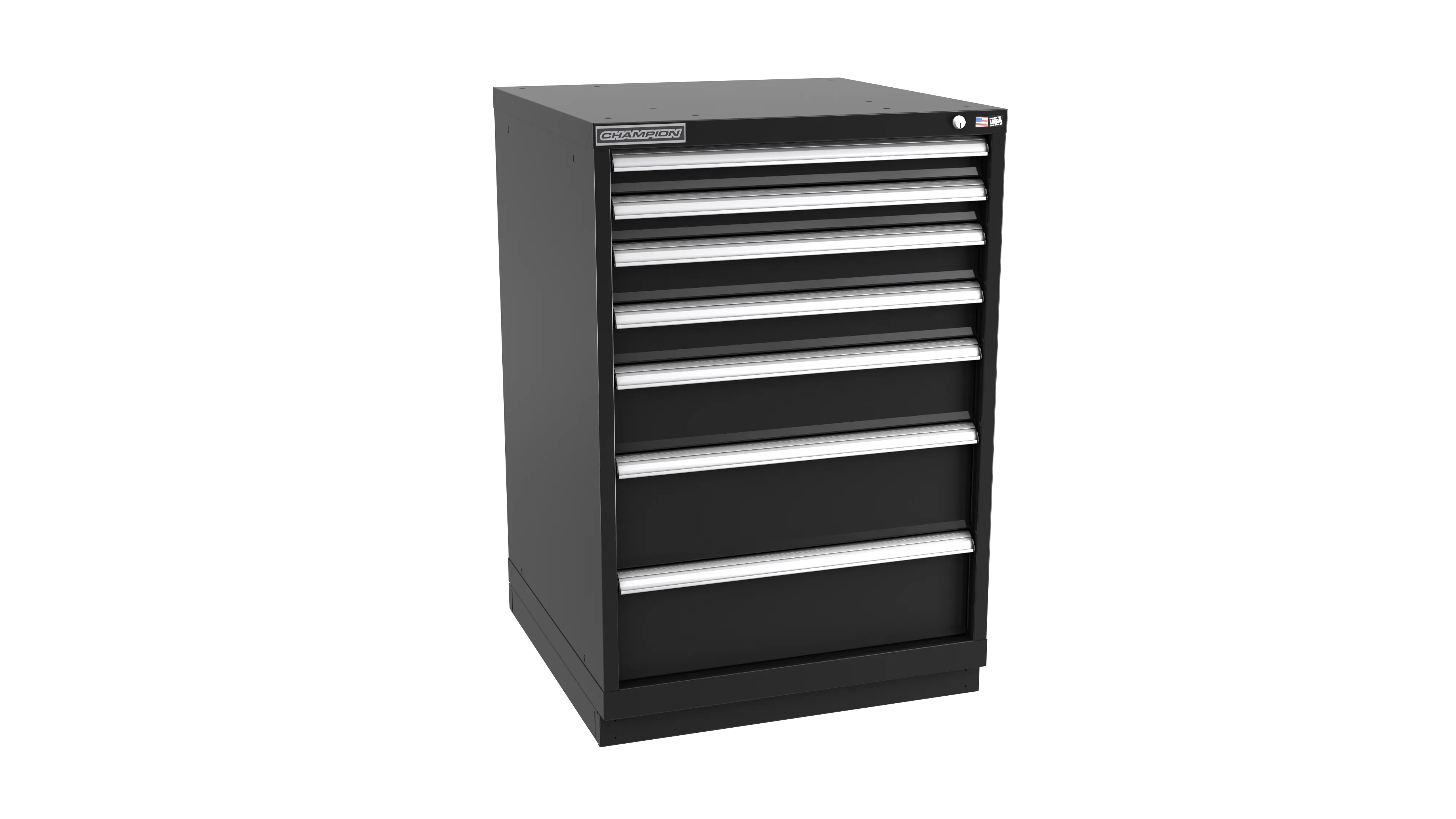 Champion Tool 7-Drawer Metal Modular Storage Cabinet with 120 Internal Compartments, 28-1/4 W x 41-3/4 H x 22-1/2 D in - CM SWS1800-0701-ILC-FTB Champion Tool Storage