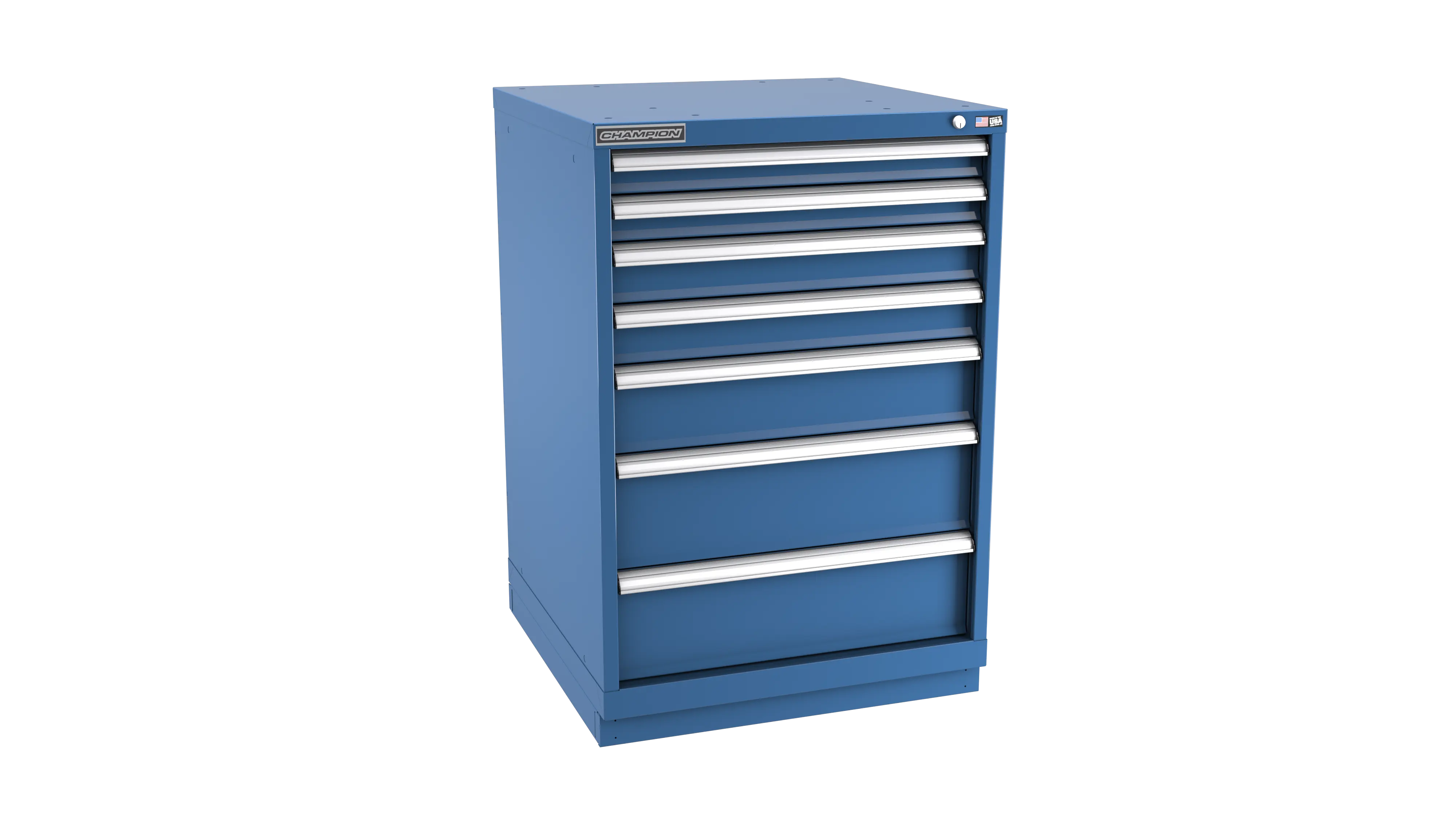 Champion Tool 7-Drawer Metal Modular Storage Cabinet with 120 Internal Compartments, 28-1/4 W x 41-3/4 H x 22-1/2 D in - CM SWS1800-0701-ILC-FTB Champion Tool Storage