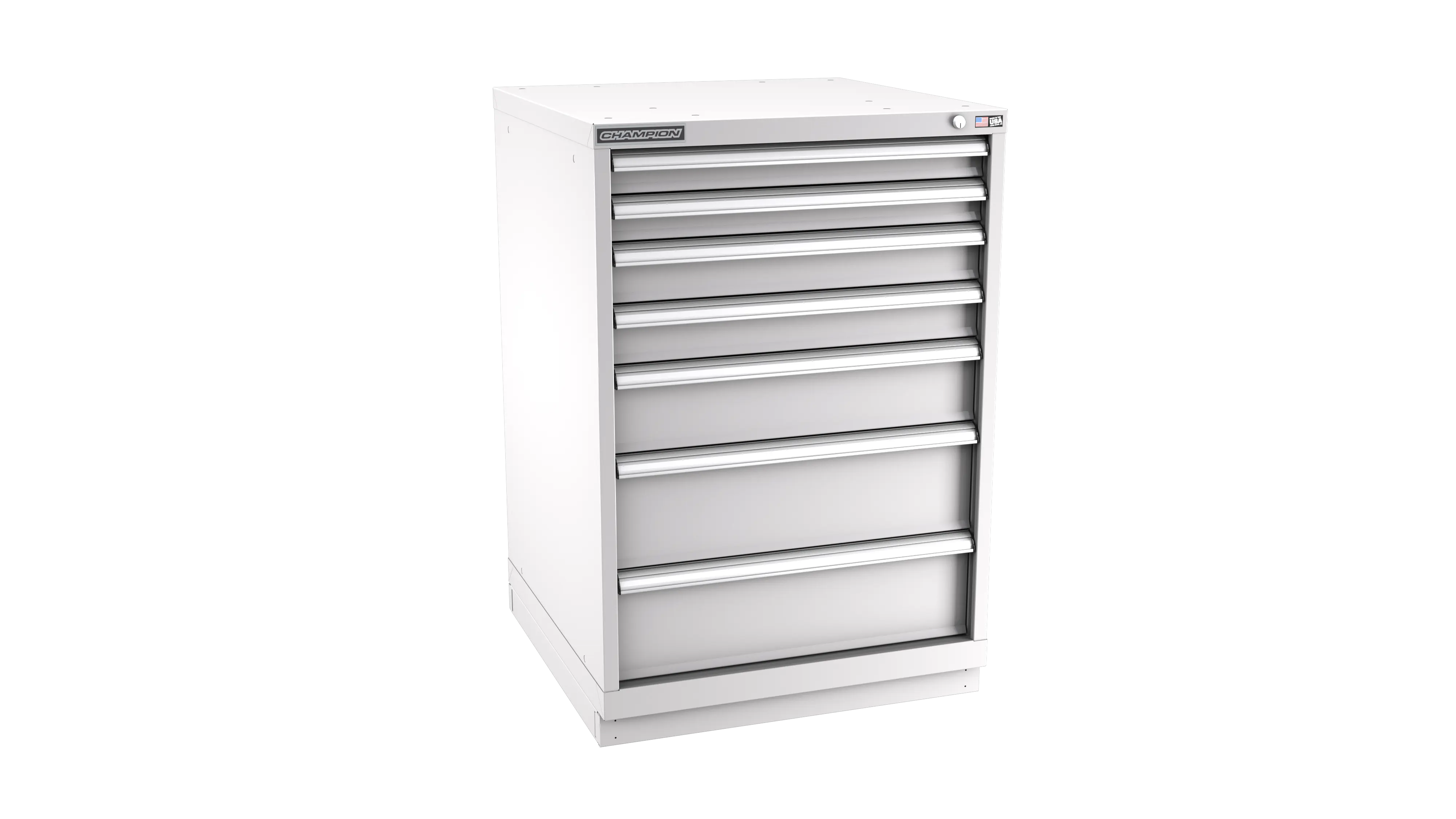 Champion Tool 7-Drawer Metal Modular Storage Cabinet with 120 Internal Compartments, 28-1/4 W x 41-3/4 H x 22-1/2 D in - CM SWS1800-0701-ILC-FTB Champion Tool Storage
