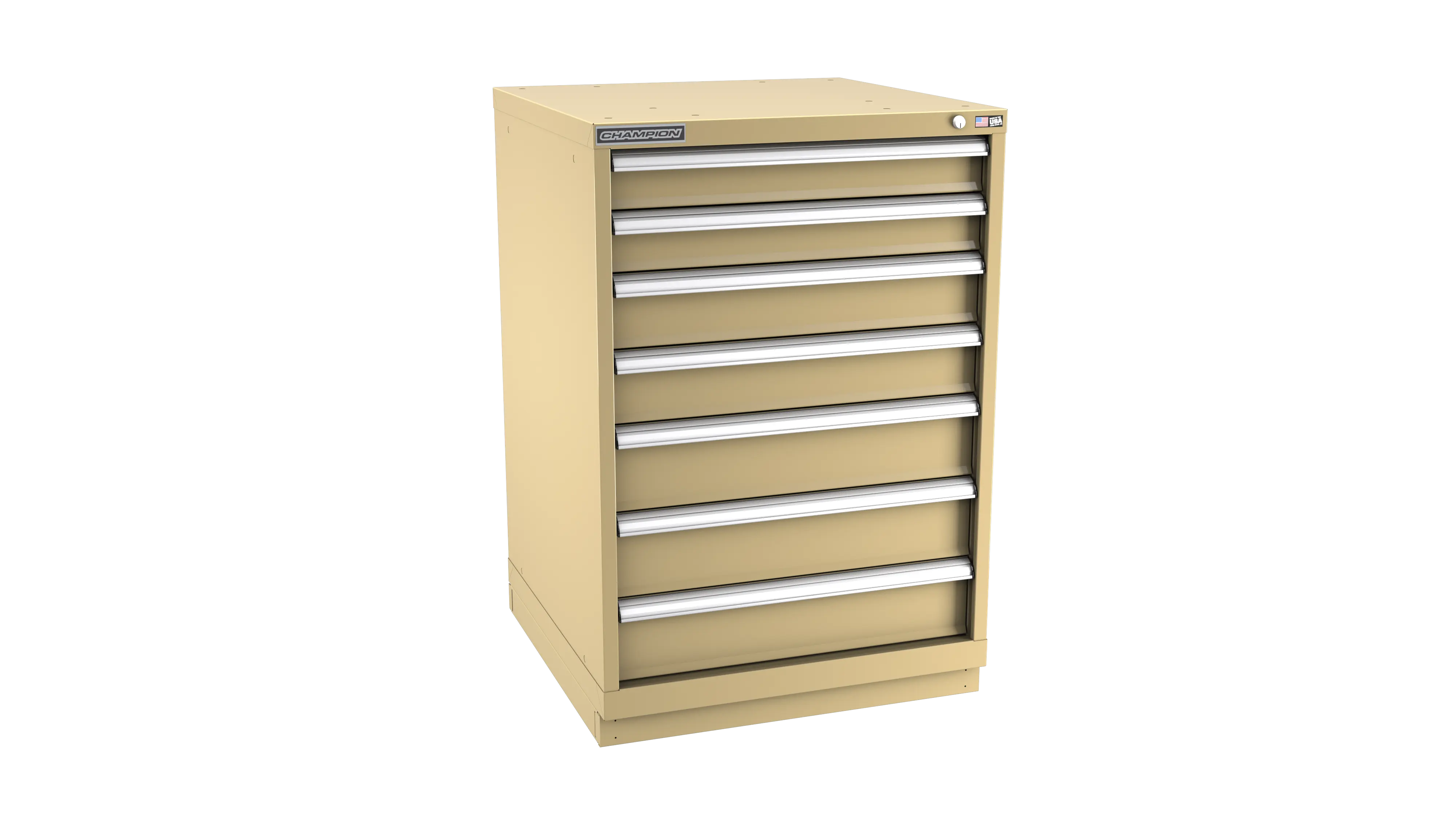 Champion Tool 7-Drawer Metal Modular Storage Cabinet with 136 Internal Compartments, 28-1/4 W x 41-3/4 H x 22-1/2 D in - CM SWS1800-0702-ILC-FTB Champion Tool Storage