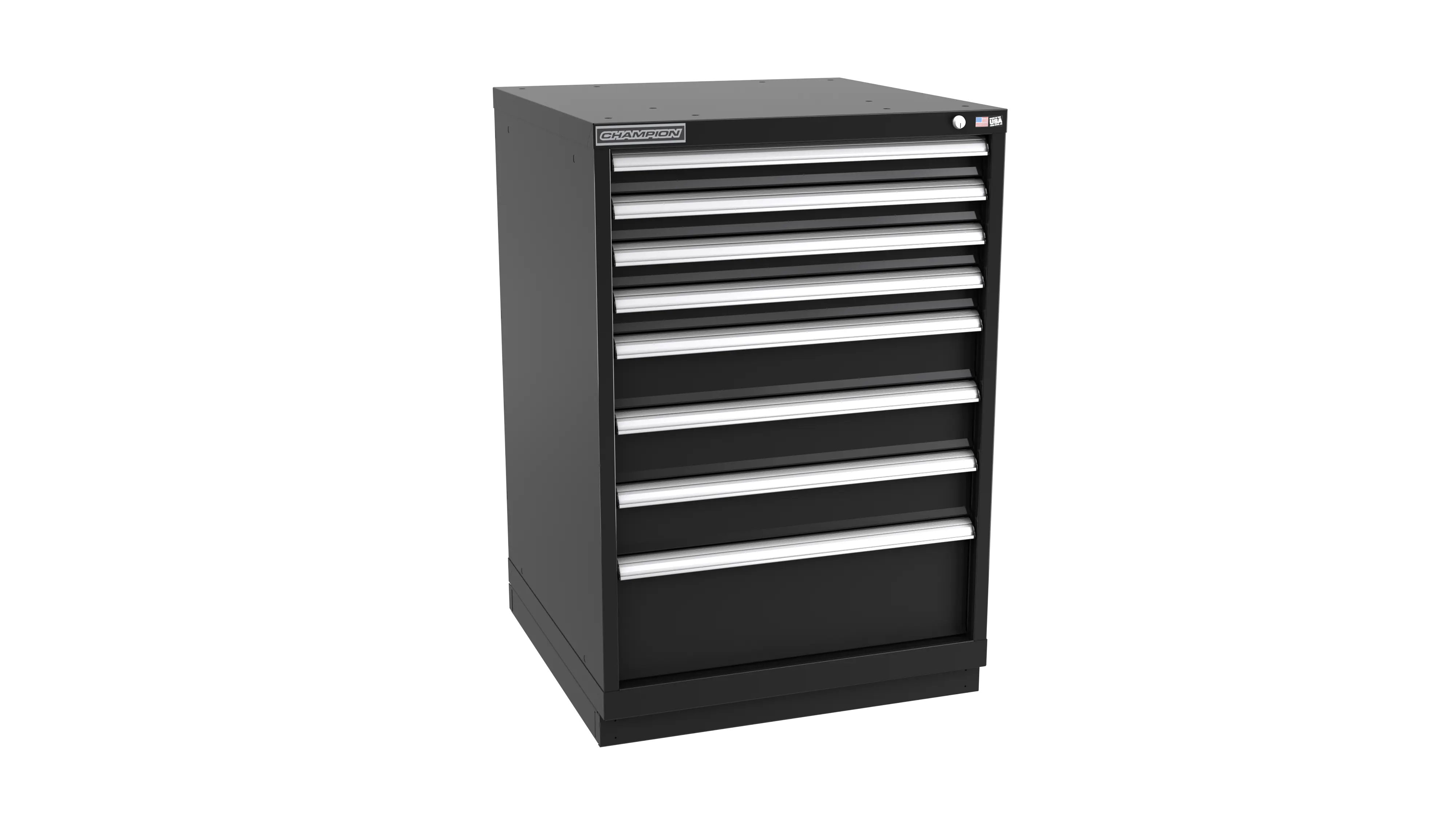 Champion Tool 8-Drawer Metal Modular Storage Cabinet with 156 Internal Compartments, 28-1/4 W x 41-3/4 H x 22-1/2 D in - CM SWS1800-0801-ILC-FTB Champion Tool Storage
