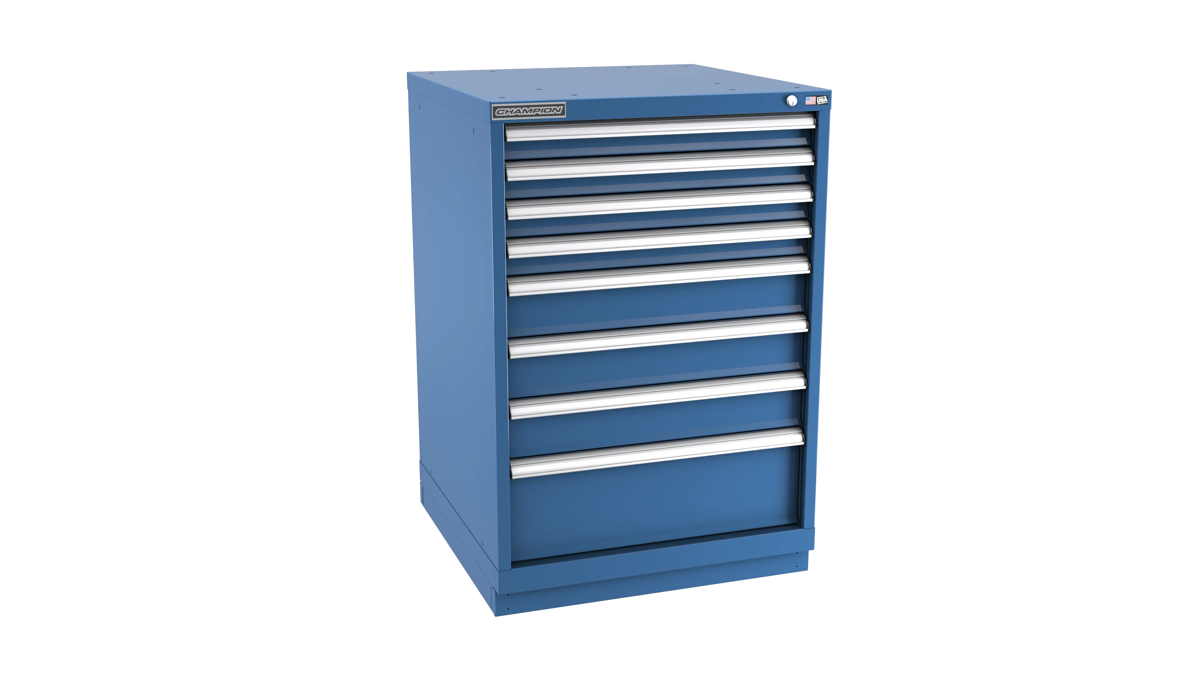 Champion Tool 8-Drawer Metal Modular Storage Cabinet with 156 Internal Compartments, 28-1/4 W x 41-3/4 H x 22-1/2 D in - CM SWS1800-0801-ILC-FTB Champion Tool Storage