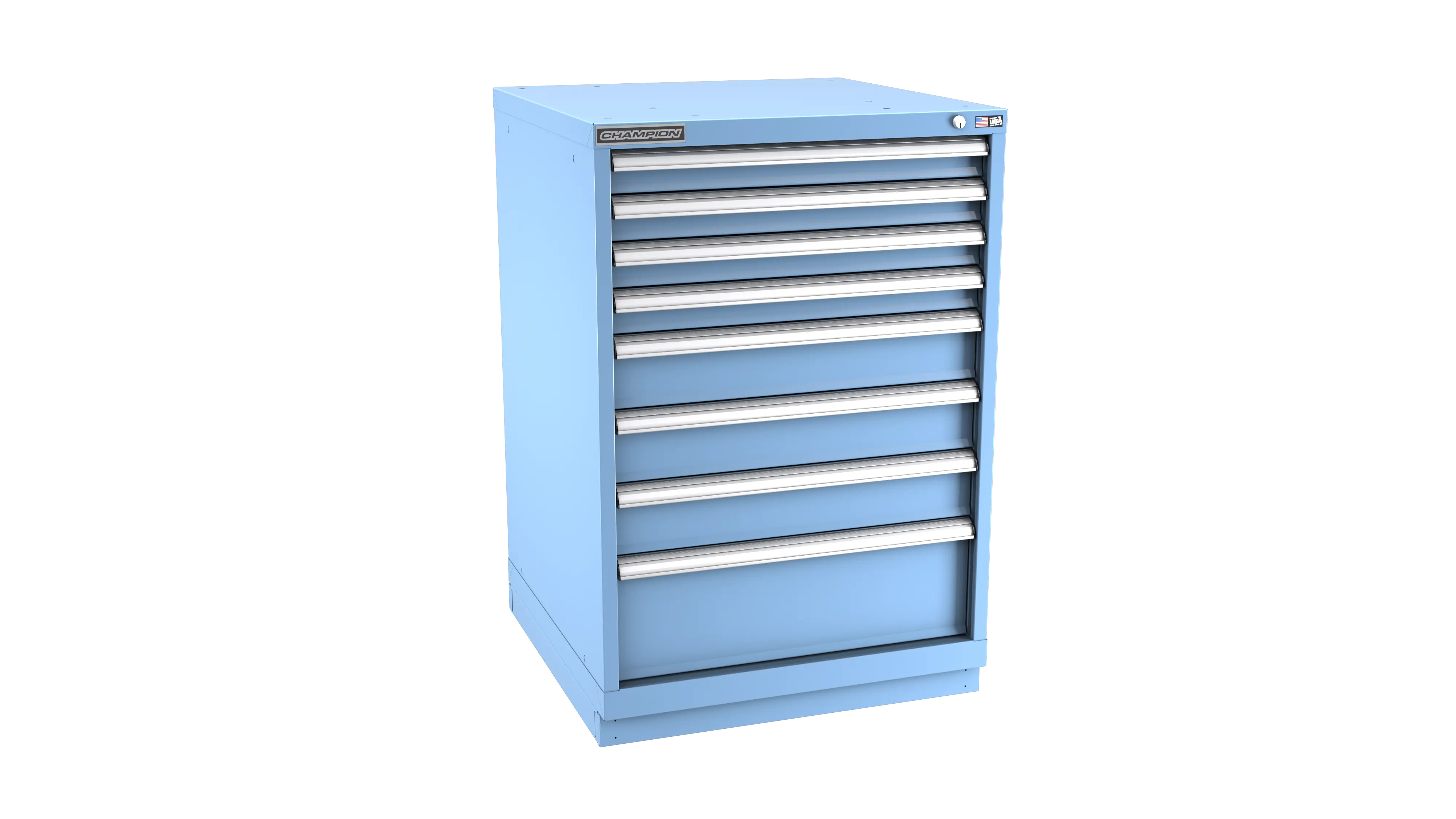 Champion Tool 8-Drawer Metal Modular Storage Cabinet with 156 Internal Compartments, 28-1/4 W x 41-3/4 H x 22-1/2 D in - CM SWS1800-0801-ILC-FTB Champion Tool Storage