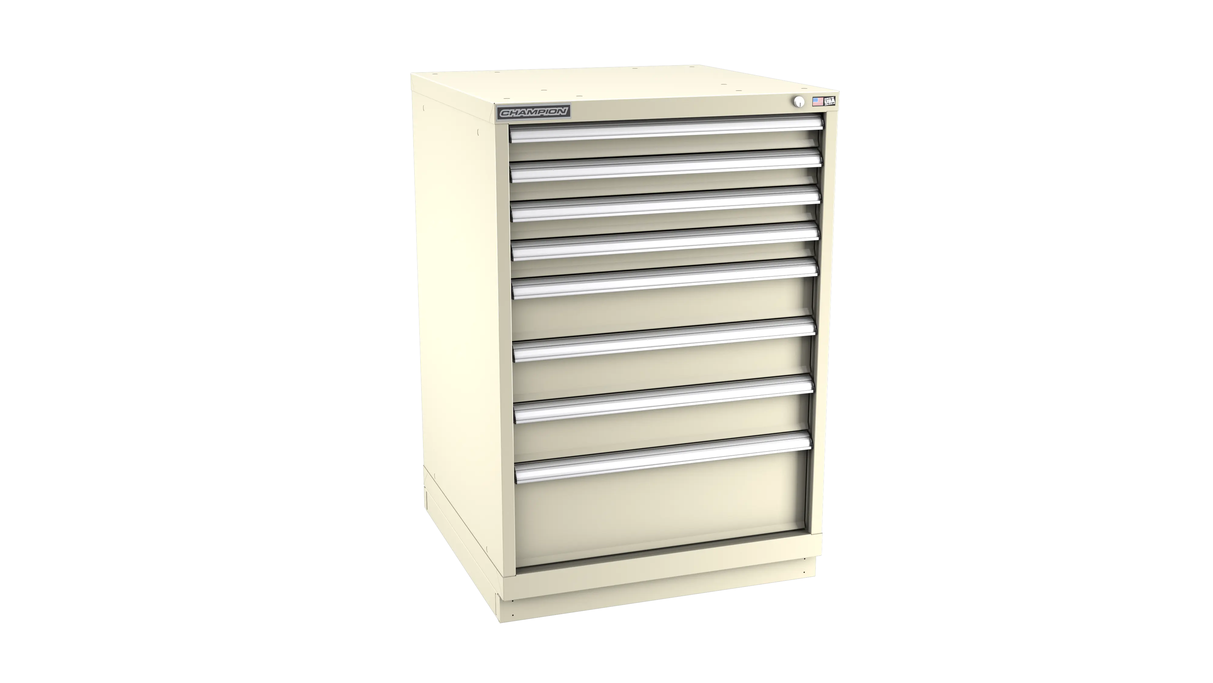 Champion Tool 8-Drawer Metal Modular Storage Cabinet with 156 Internal Compartments, 28-1/4 W x 41-3/4 H x 22-1/2 D in - CM SWS1800-0801-ILC-FTB Champion Tool Storage