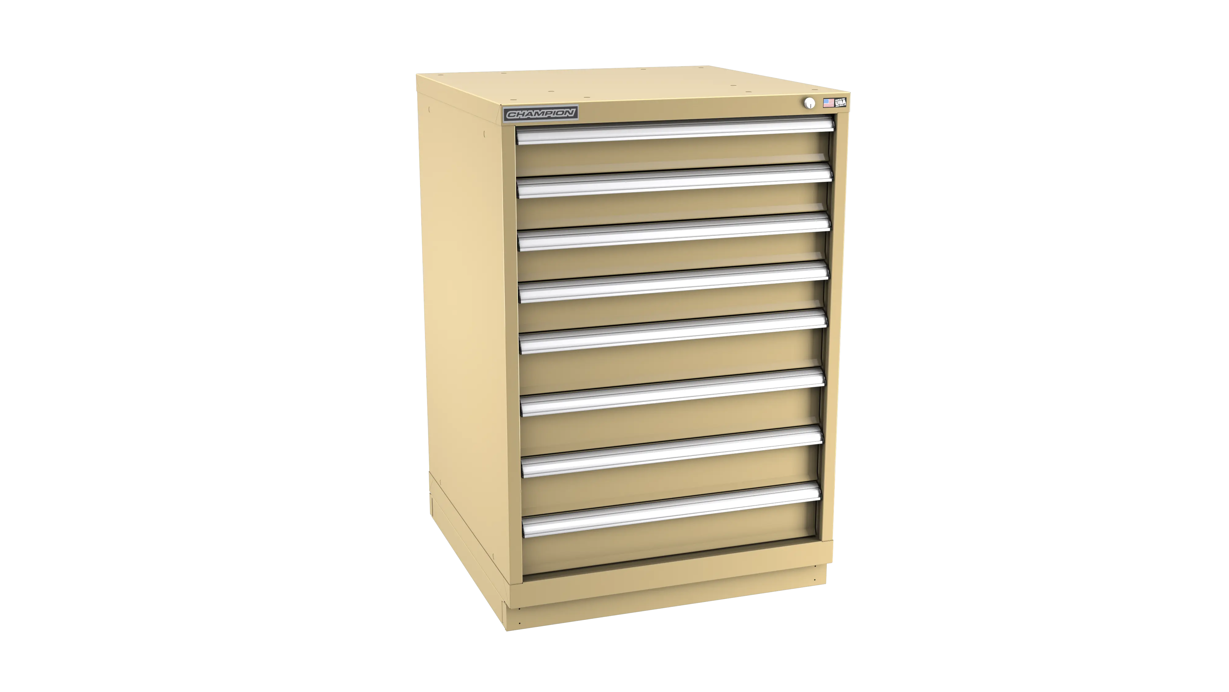 Champion Tool 8-Drawer Metal Modular Storage Cabinet with 168 Internal Compartments, 28-1/4 W x 41-3/4 H x 22-1/2 D in - CM SWS1800-0802-ILC-FTB Champion Tool Storage