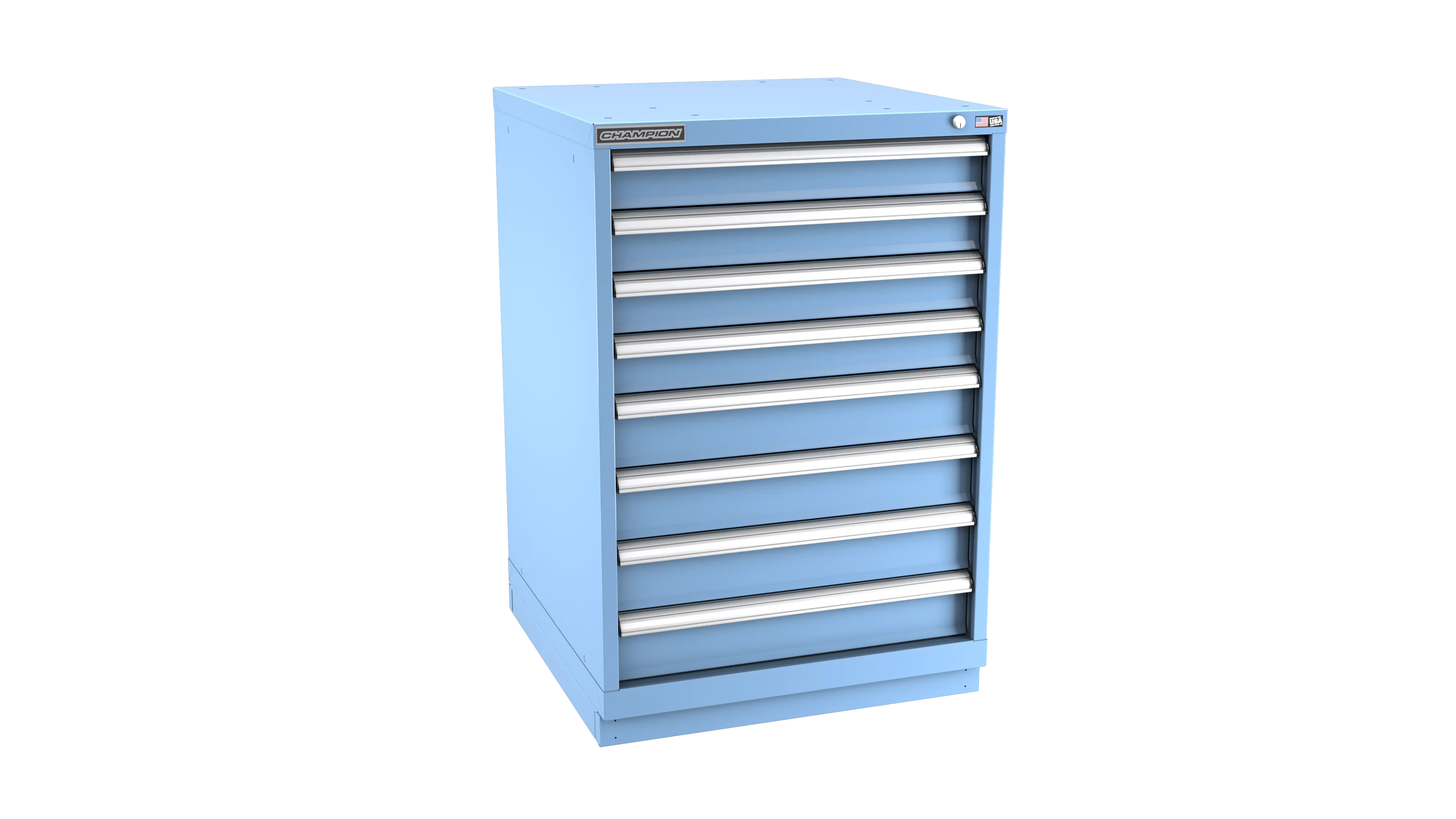 Champion Tool 8-Drawer Metal Modular Storage Cabinet with 168 Internal Compartments, 28-1/4 W x 41-3/4 H x 22-1/2 D in - CM SWS1800-0802-ILC-FTB Champion Tool Storage