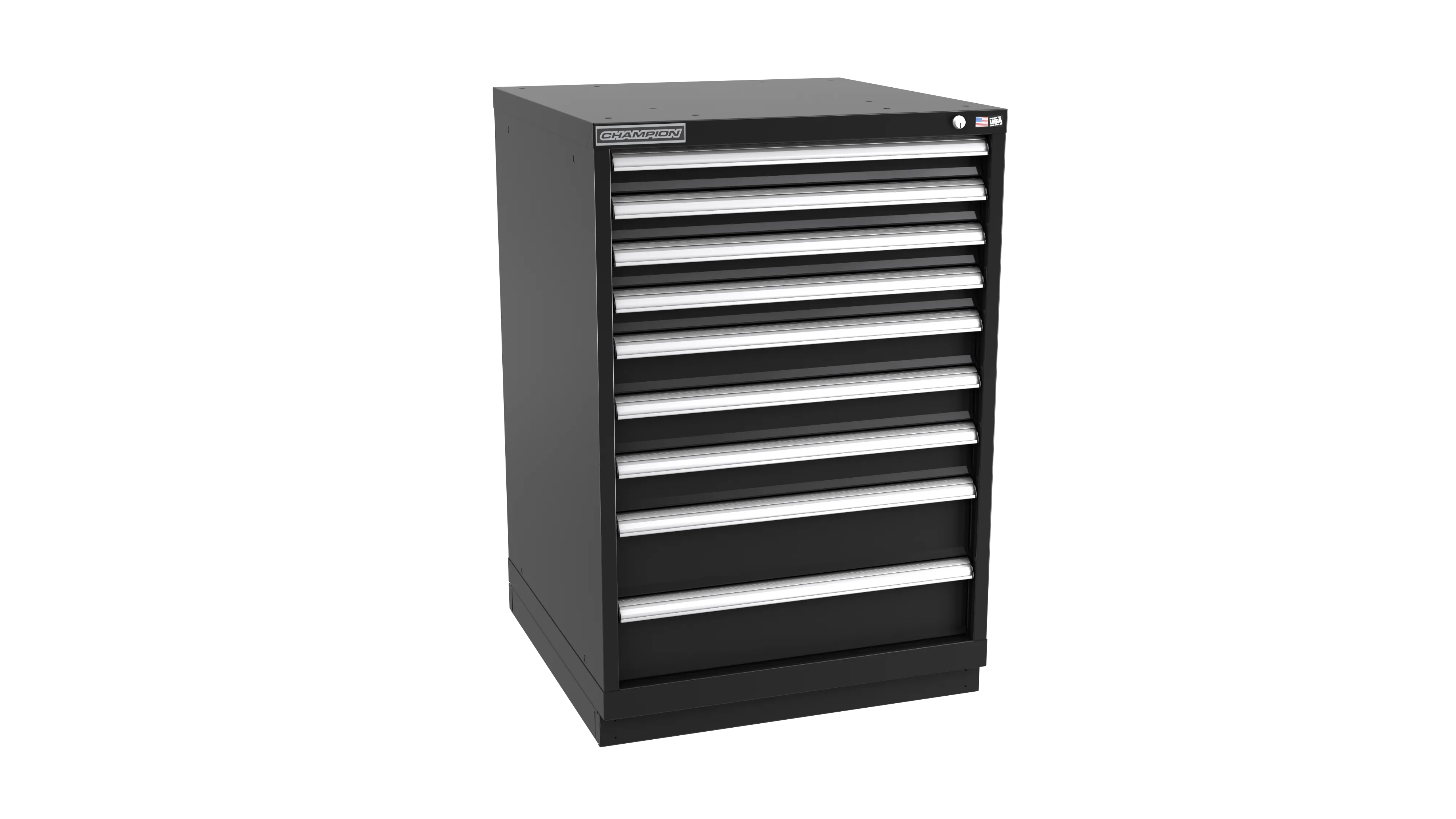 Champion Tool 9-Drawer Metal Modular Storage Cabinet with 154 Internal Compartments, 28-1/4 W x 41-3/4 H x 22-1/2 D in - CM SWS1800-0901-ILC-FTB Champion Tool Storage