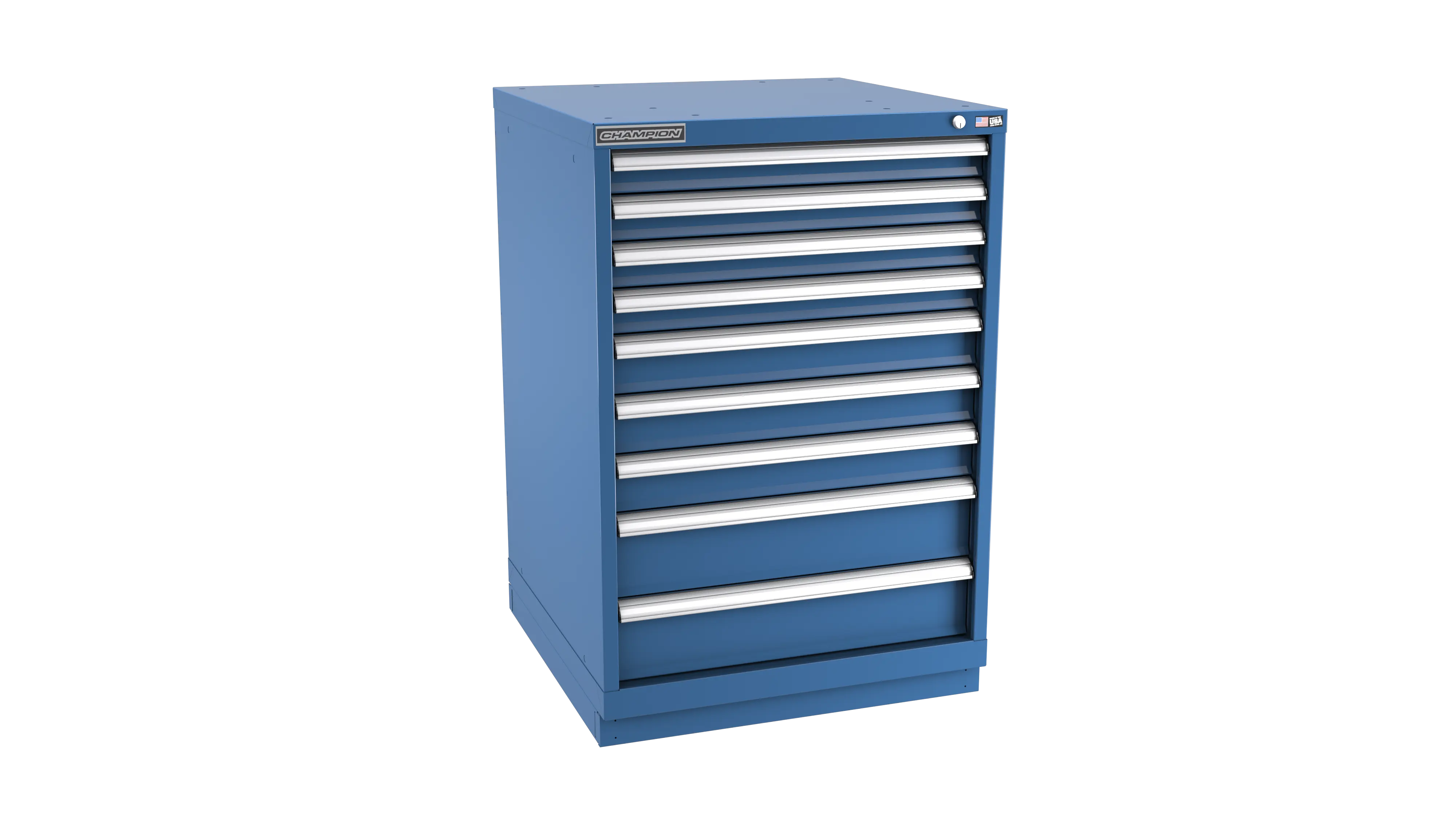 Champion Tool 9-Drawer Metal Modular Storage Cabinet with 154 Internal Compartments, 28-1/4 W x 41-3/4 H x 22-1/2 D in - CM SWS1800-0901-ILC-FTB Champion Tool Storage