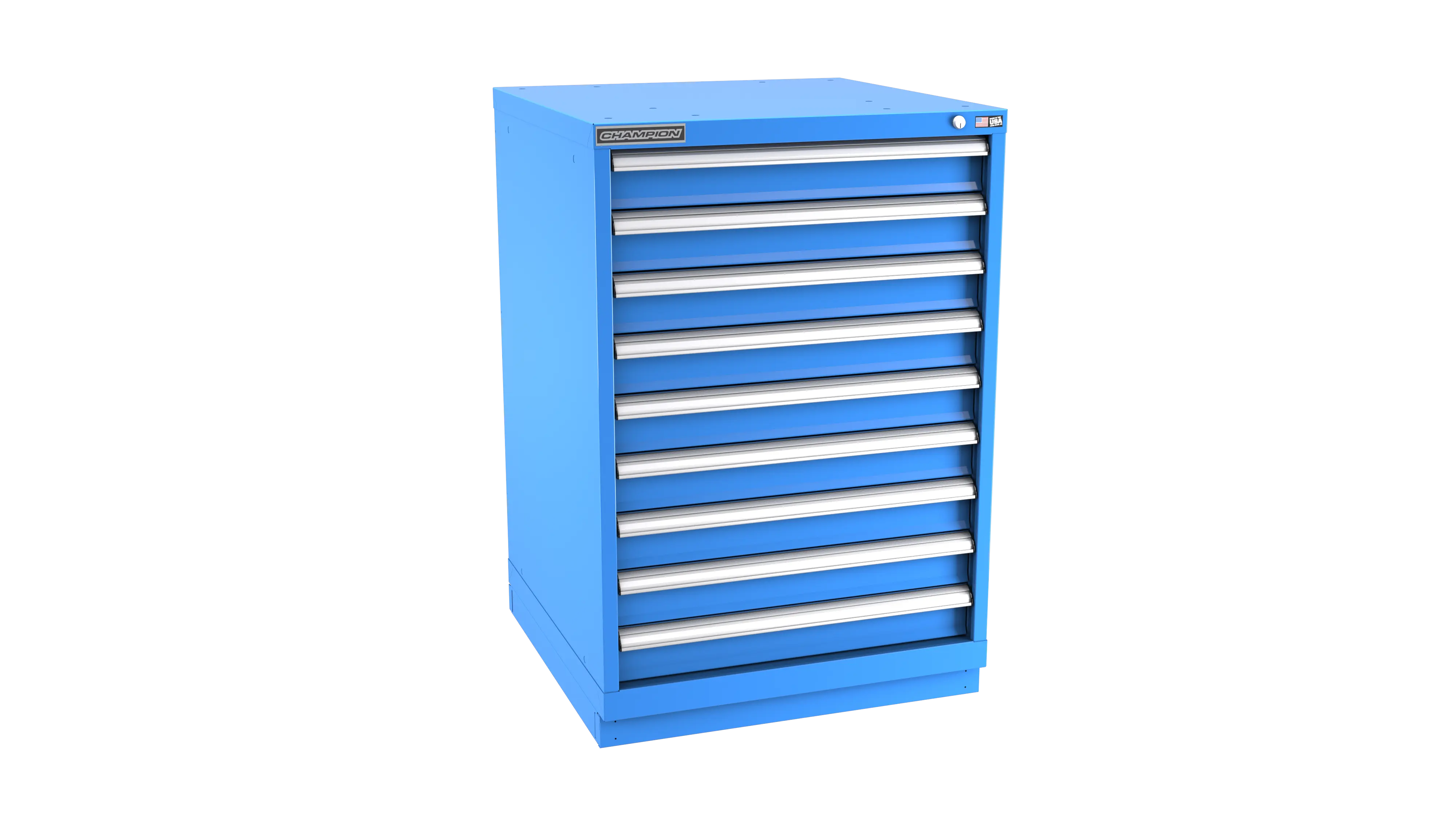 Champion Tool 9-Drawer Metal Modular Storage Cabinet with 180 Internal Compartments, 28-1/4 W x 41-3/4 H x 22-1/2 D in - CM SWS1800-0902-ILC-FTB Champion Tool Storage