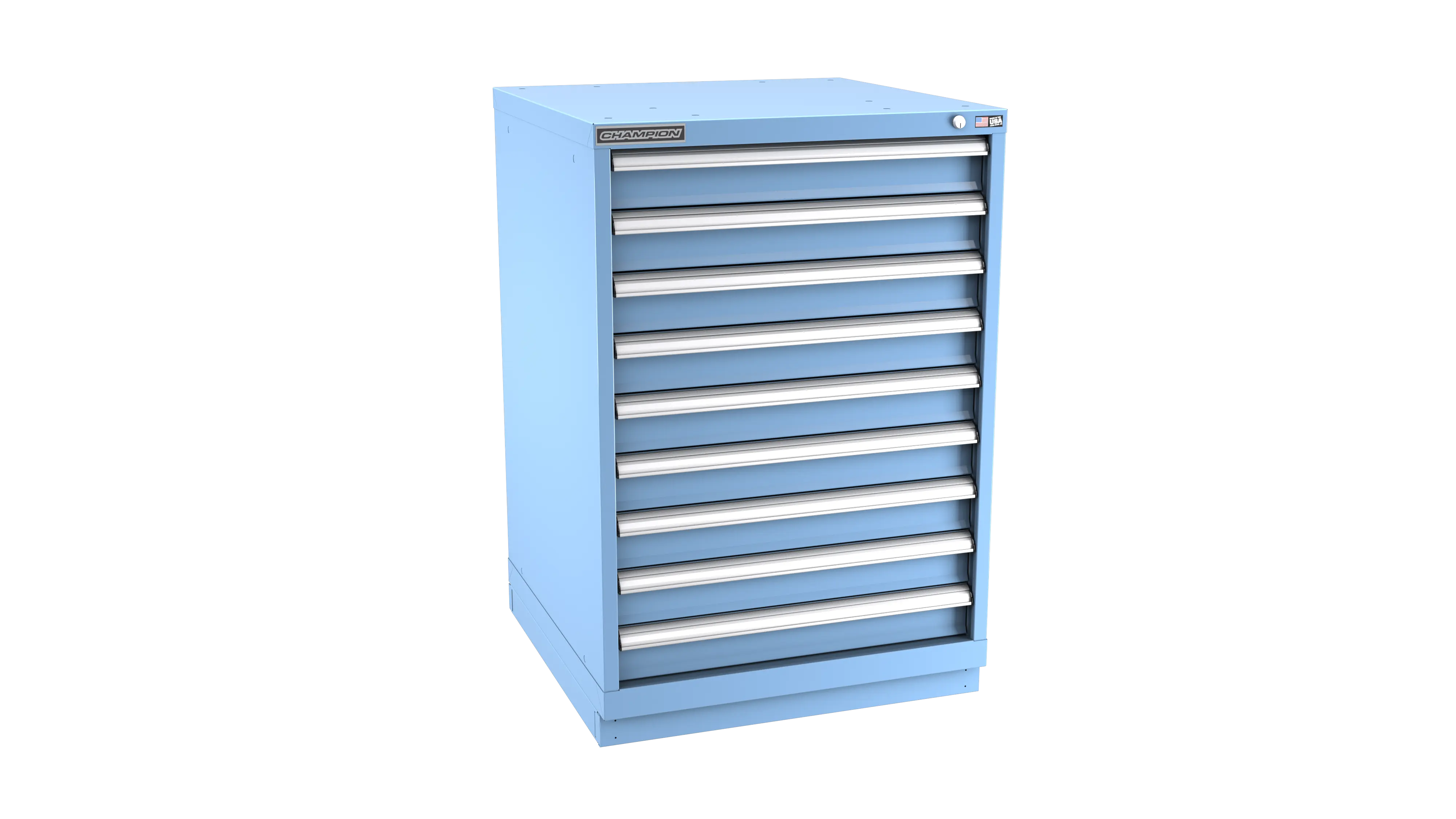 Champion Tool 9-Drawer Metal Modular Storage Cabinet with 180 Internal Compartments, 28-1/4 W x 41-3/4 H x 22-1/2 D in - CM SWS1800-0902-ILC-FTB Champion Tool Storage