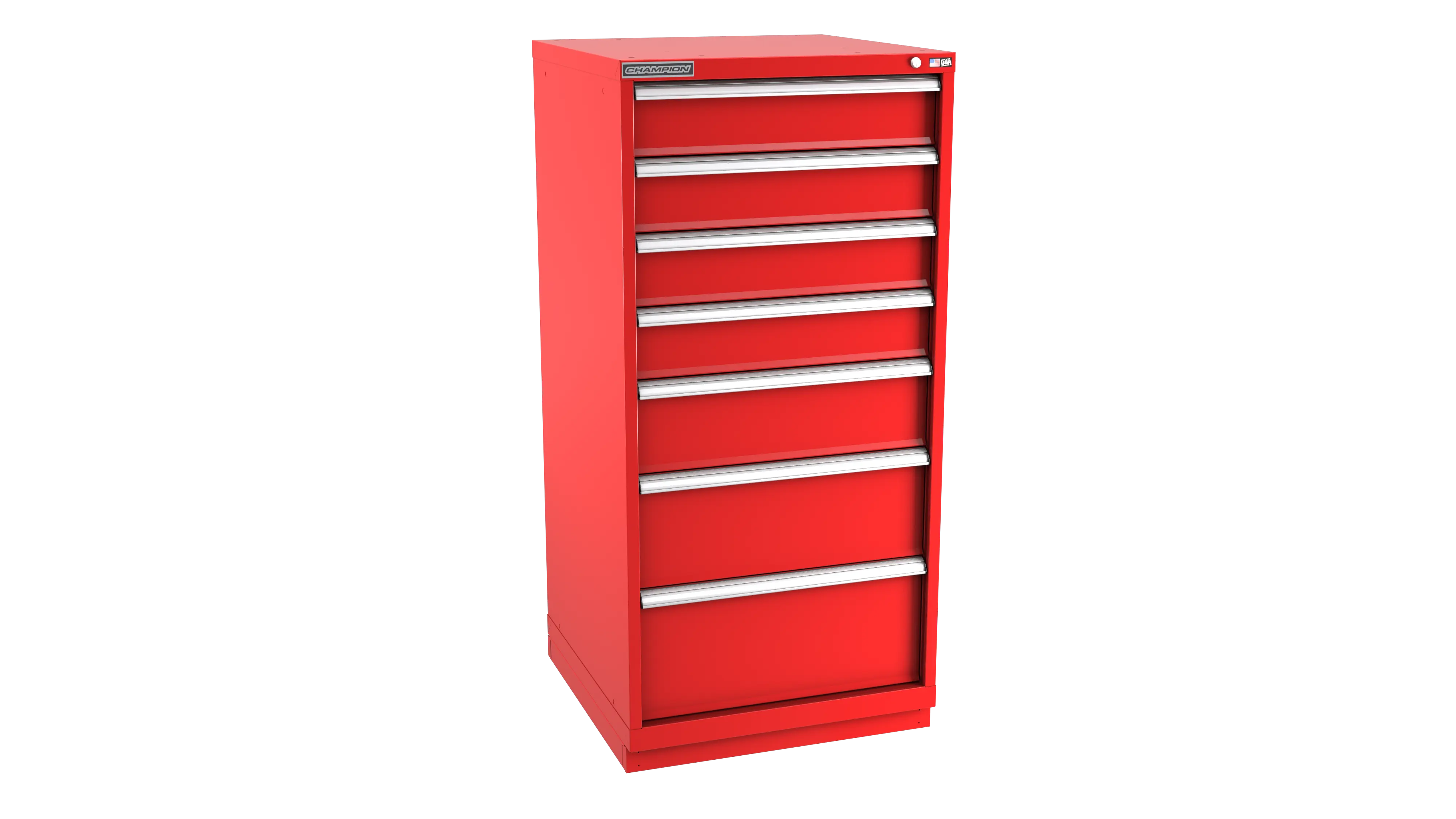 Champion Tool 7-Drawer Metal Modular Storage Cabinet with 59 Internal Compartments, 28-1/4 W x 59-1/2 H x 22-1/2 D in - CM SWS2700-0701-ILC-FTB Champion Tool Storage
