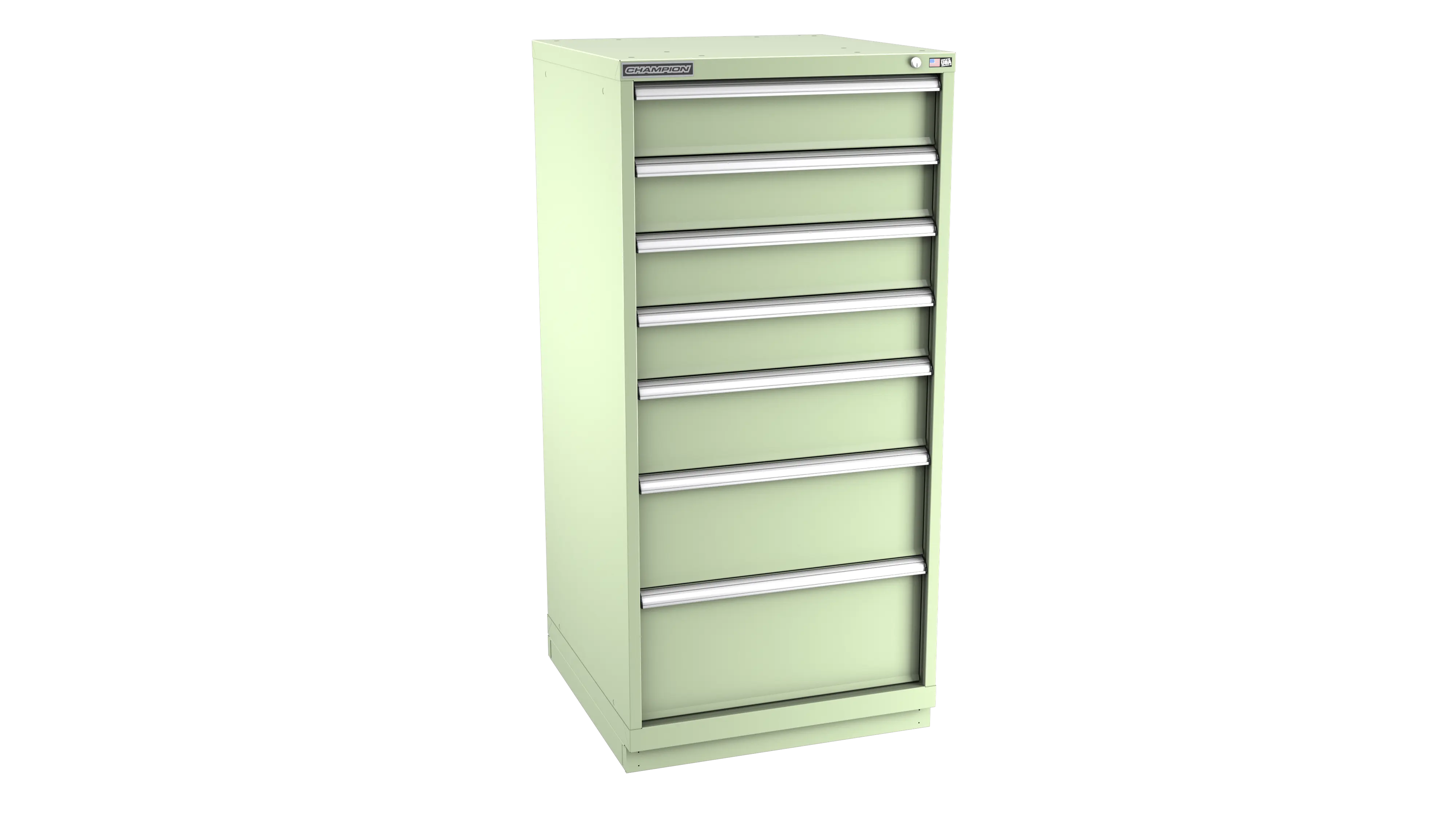 Champion Tool 7-Drawer Metal Modular Storage Cabinet with 59 Internal Compartments, 28-1/4 W x 59-1/2 H x 22-1/2 D in - CM SWS2700-0701-ILC-FTB Champion Tool Storage
