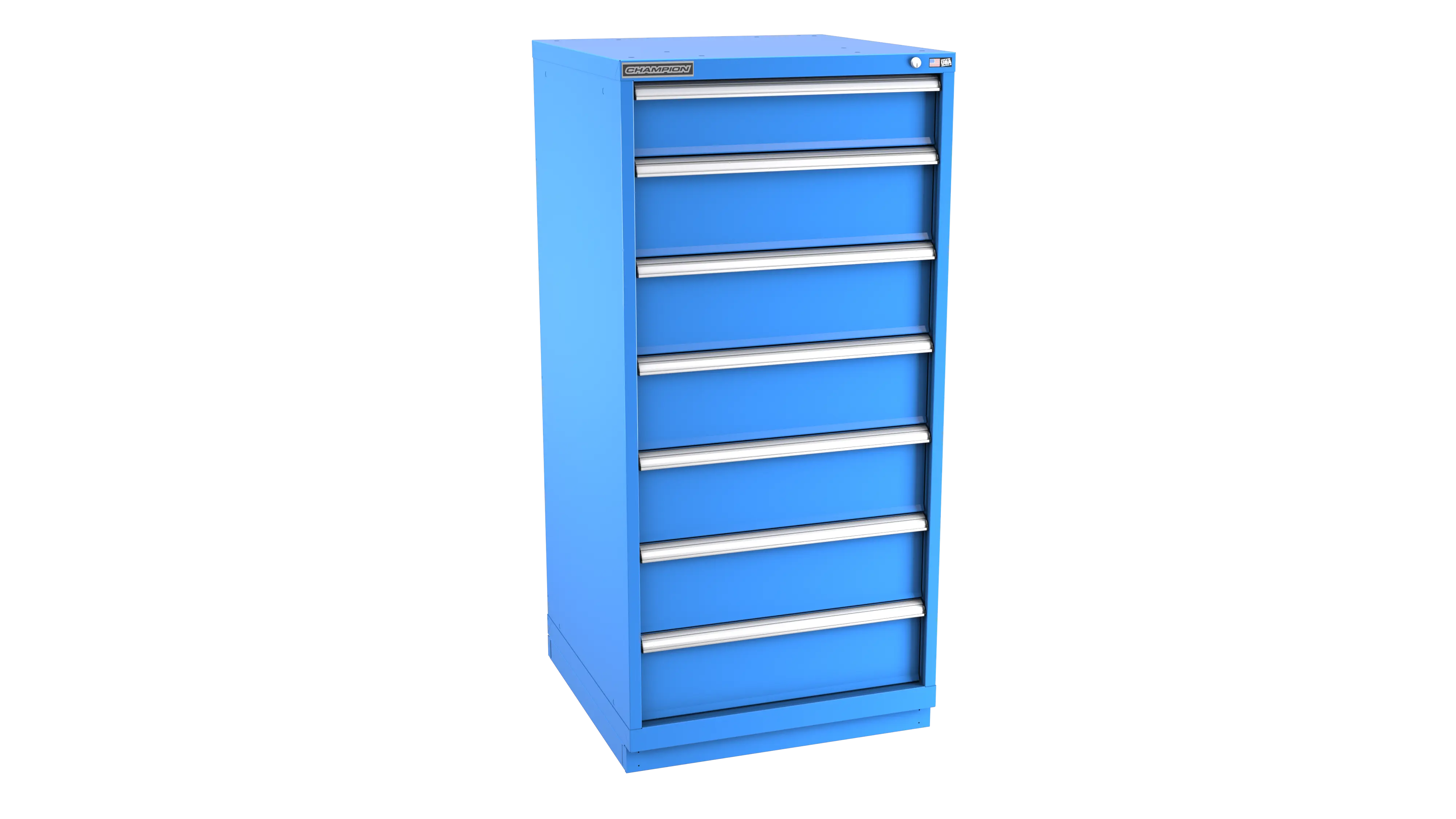 Champion Tool 7-Drawer Metal Modular Storage Cabinet with 67 Internal Compartments, 28-1/4 W x 59-1/2 H x 22-1/2 D in - CM SWS2700-0702-ILC-FTB Champion Tool Storage