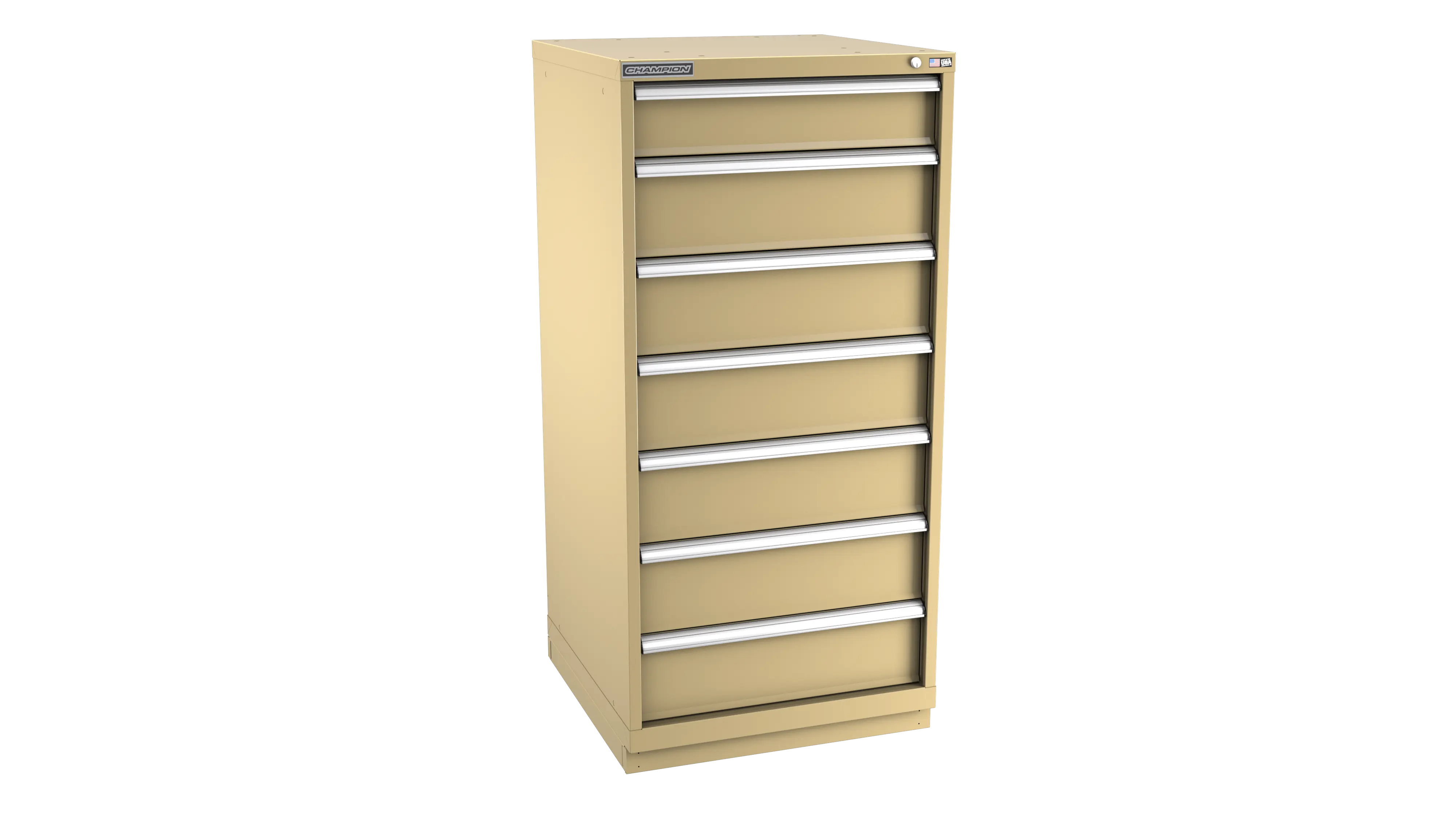 Champion Tool 7-Drawer Metal Modular Storage Cabinet with 67 Internal Compartments, 28-1/4 W x 59-1/2 H x 22-1/2 D in - CM SWS2700-0702-ILC-FTB Champion Tool Storage