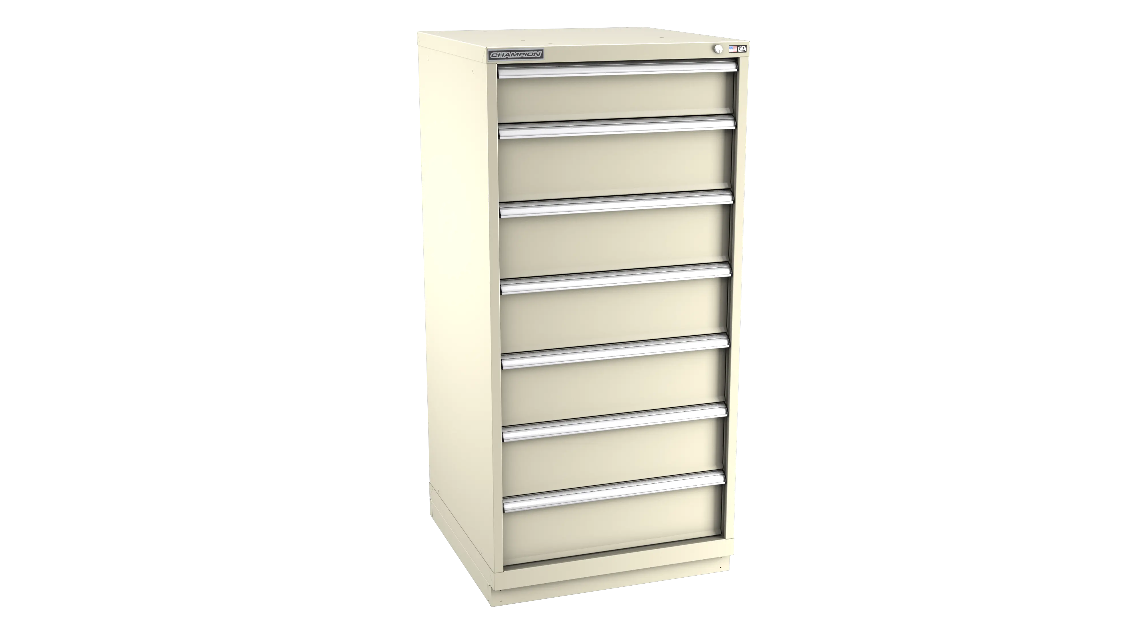 Champion Tool 7-Drawer Metal Modular Storage Cabinet with 67 Internal Compartments, 28-1/4 W x 59-1/2 H x 22-1/2 D in - CM SWS2700-0702-ILC-FTB Champion Tool Storage
