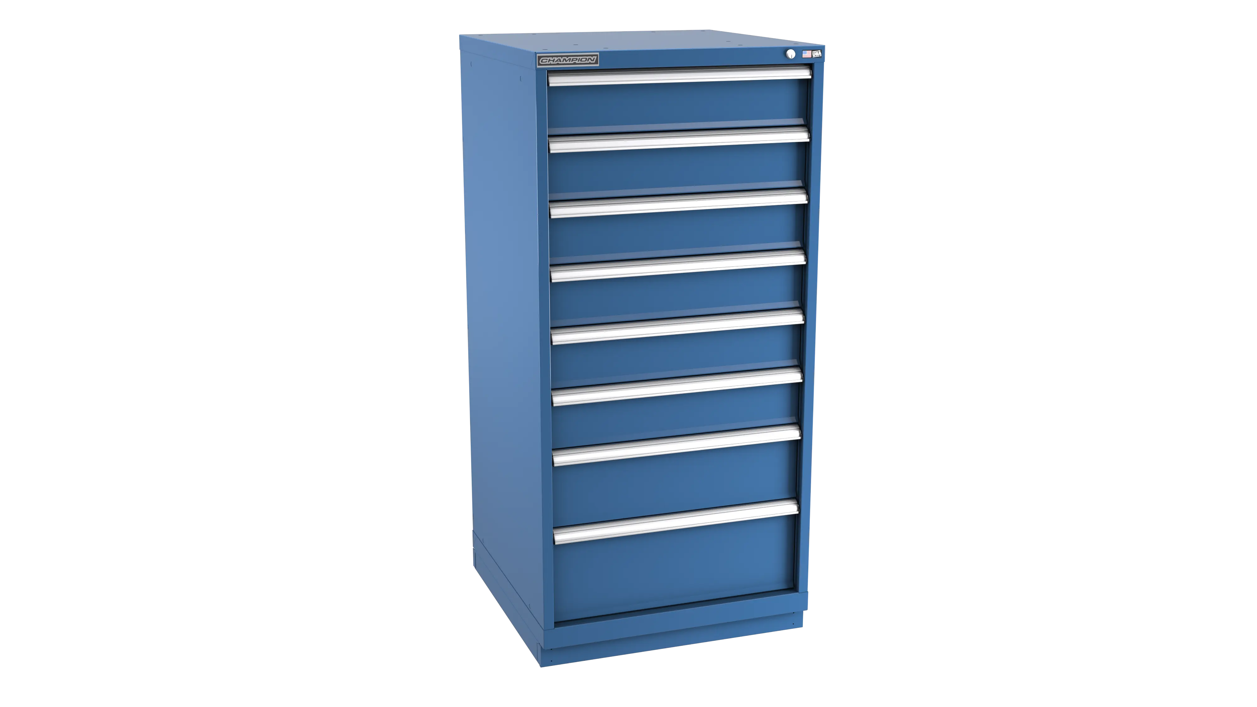 Champion Tool 8-Drawer Metal Modular Storage Cabinet with 84 Internal Compartments, 28-1/4 W x 59-1/2 H x 22-1/2 D in - CM SWS2700-0801-ILC-FTB Champion Tool Storage