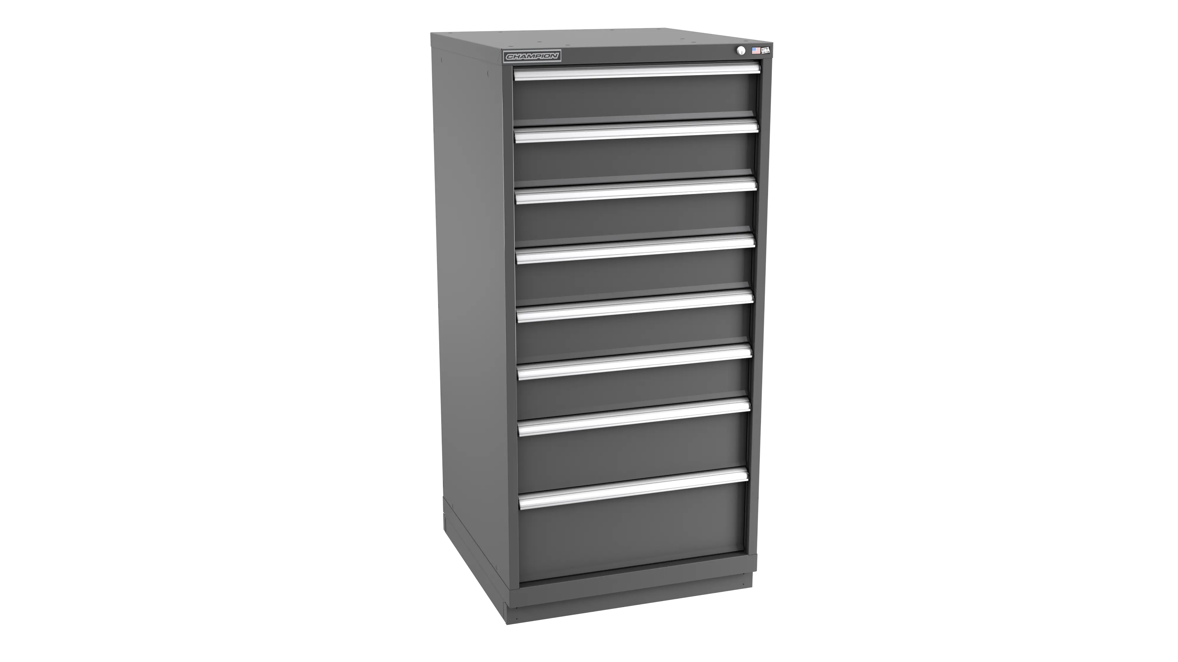 Champion Tool 8-Drawer Metal Modular Storage Cabinet with 84 Internal Compartments, 28-1/4 W x 59-1/2 H x 22-1/2 D in - CM SWS2700-0801-ILC-FTB Champion Tool Storage