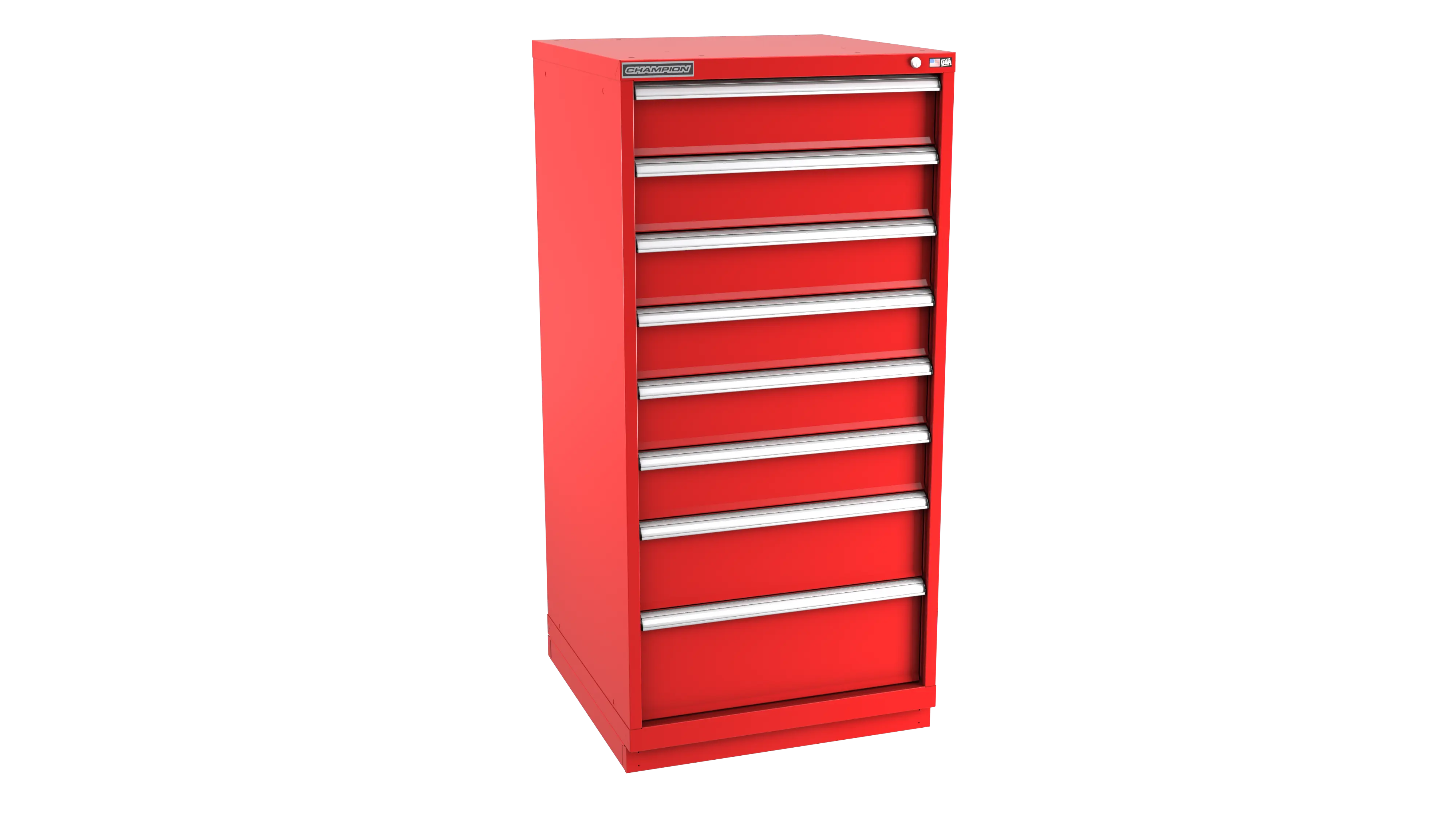 Champion Tool 8-Drawer Metal Modular Storage Cabinet with 84 Internal Compartments, 28-1/4 W x 59-1/2 H x 22-1/2 D in - CM SWS2700-0801-ILC-FTB Champion Tool Storage