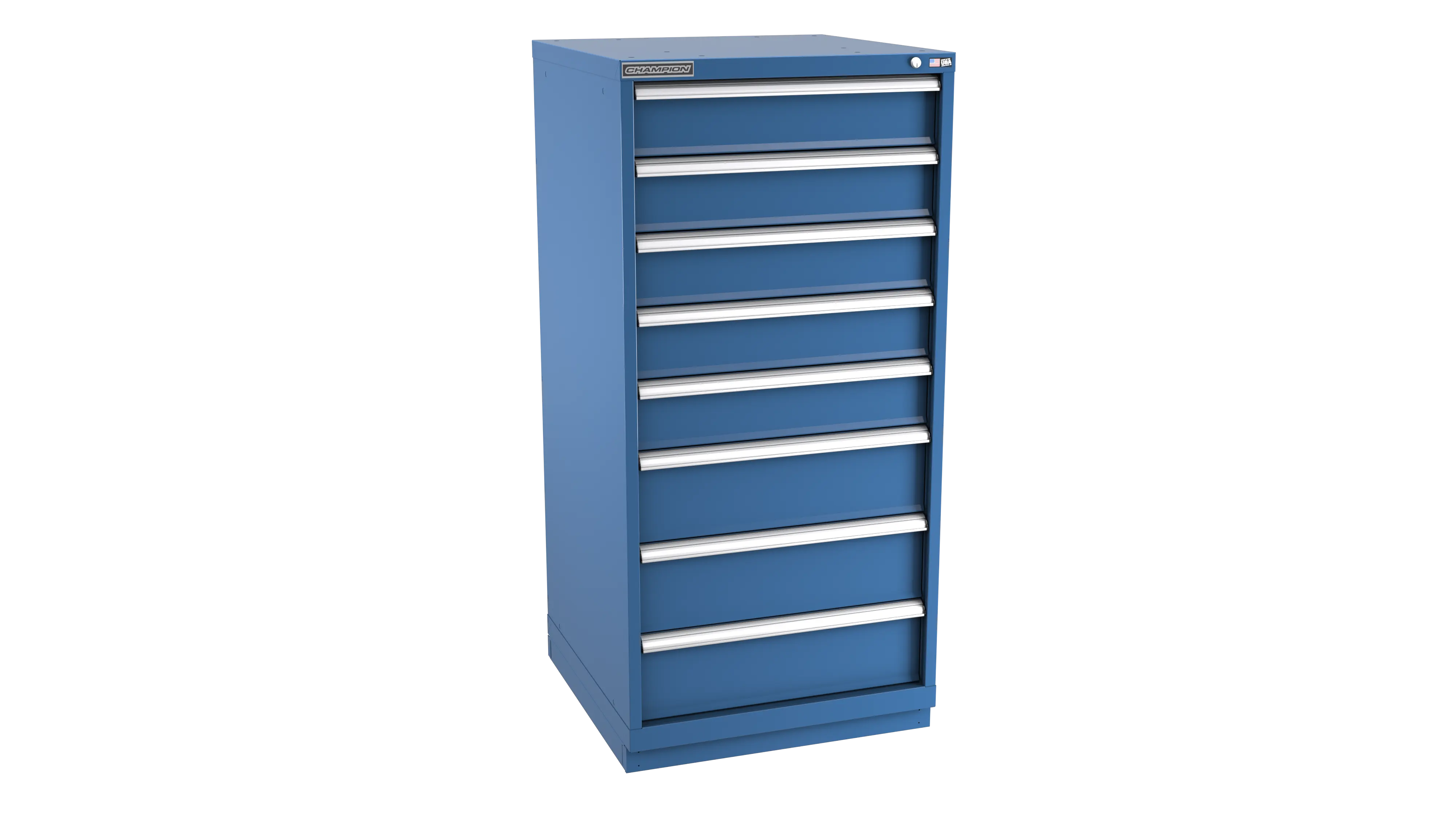 Champion Tool 8-Drawer Metal Modular Storage Cabinet with 81 Internal Compartments, 28-1/4 W x 59-1/2 H x 22-1/2 D in - CM SWS2700-0802-ILC-FTB Champion Tool Storage