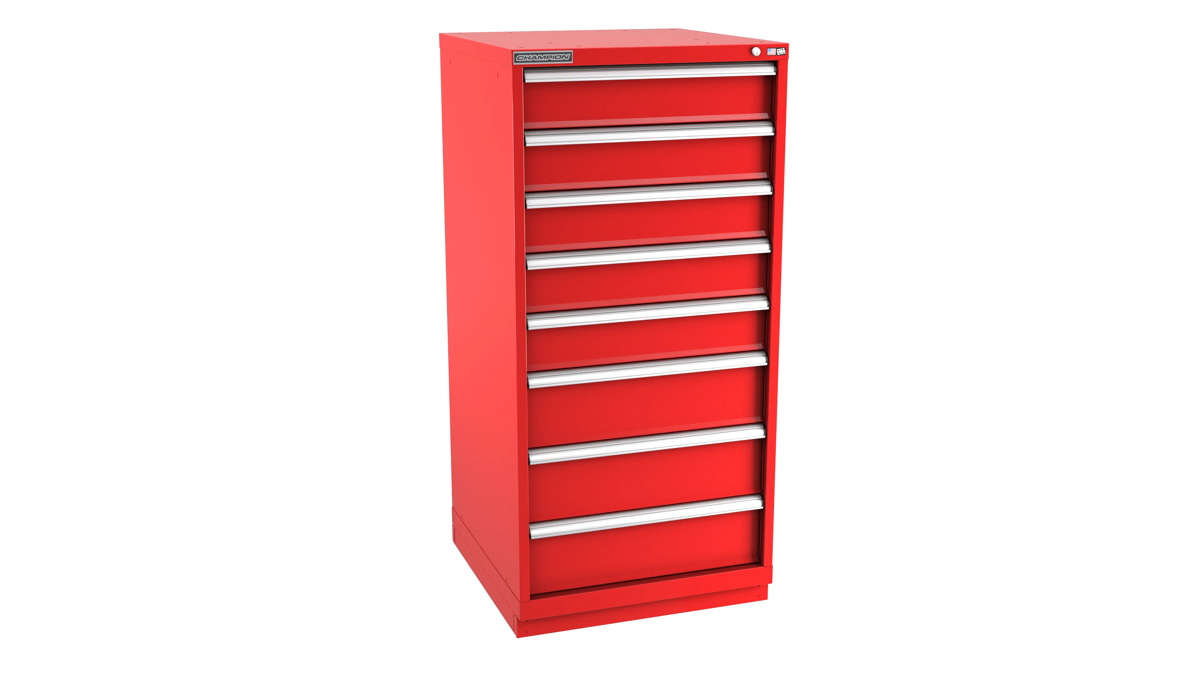 Champion Tool 8-Drawer Metal Modular Storage Cabinet with 81 Internal Compartments, 28-1/4 W x 59-1/2 H x 22-1/2 D in - CM SWS2700-0802-ILC-FTB Champion Tool Storage