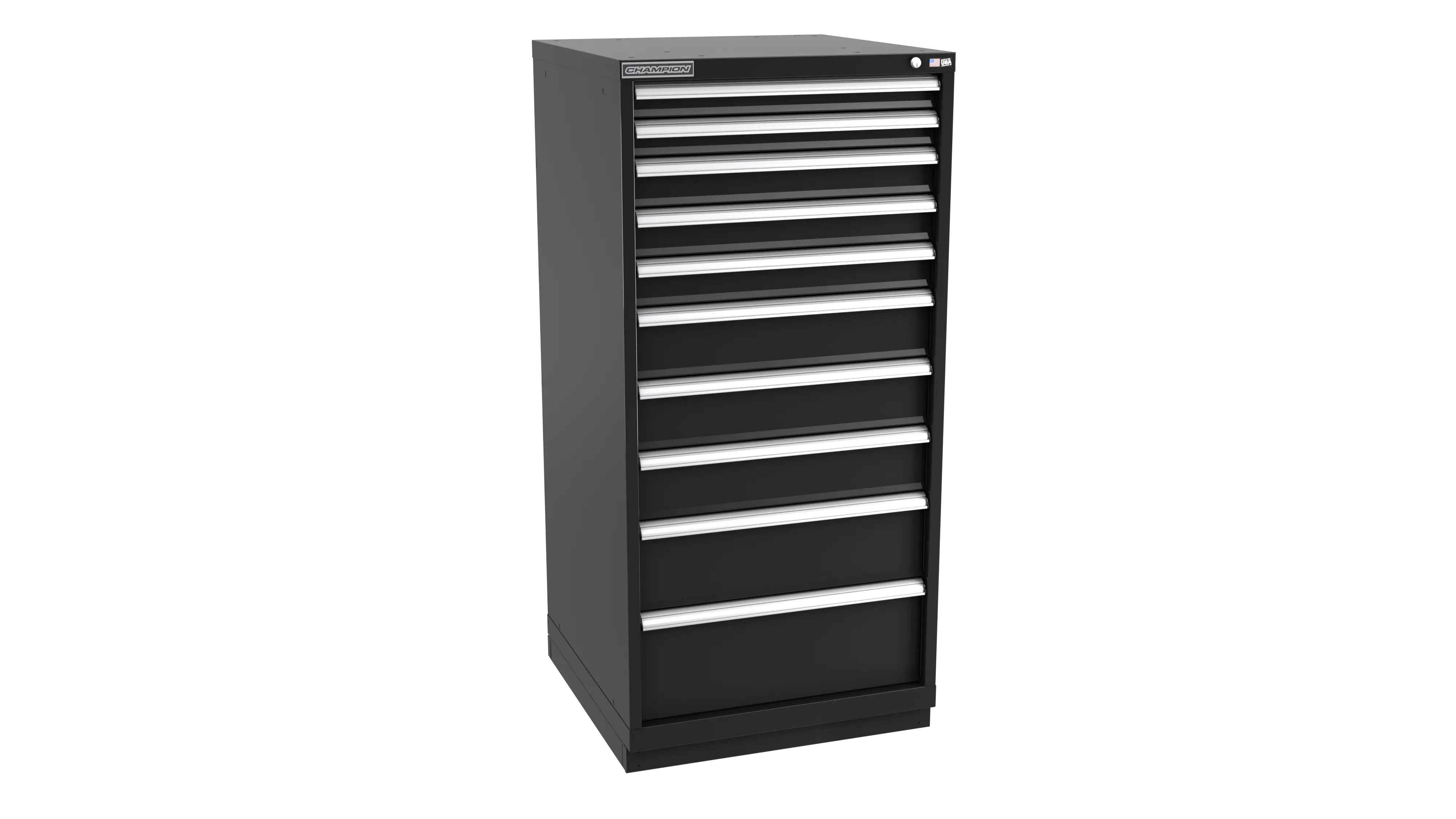 Champion Tool 10-Drawer Metal Modular Storage Cabinet with 152 Internal Compartments, 28-1/4 W x 59-1/2 H x 22-1/2 D in - CM SWS2700-1002-ILC-FTB Champion Tool Storage