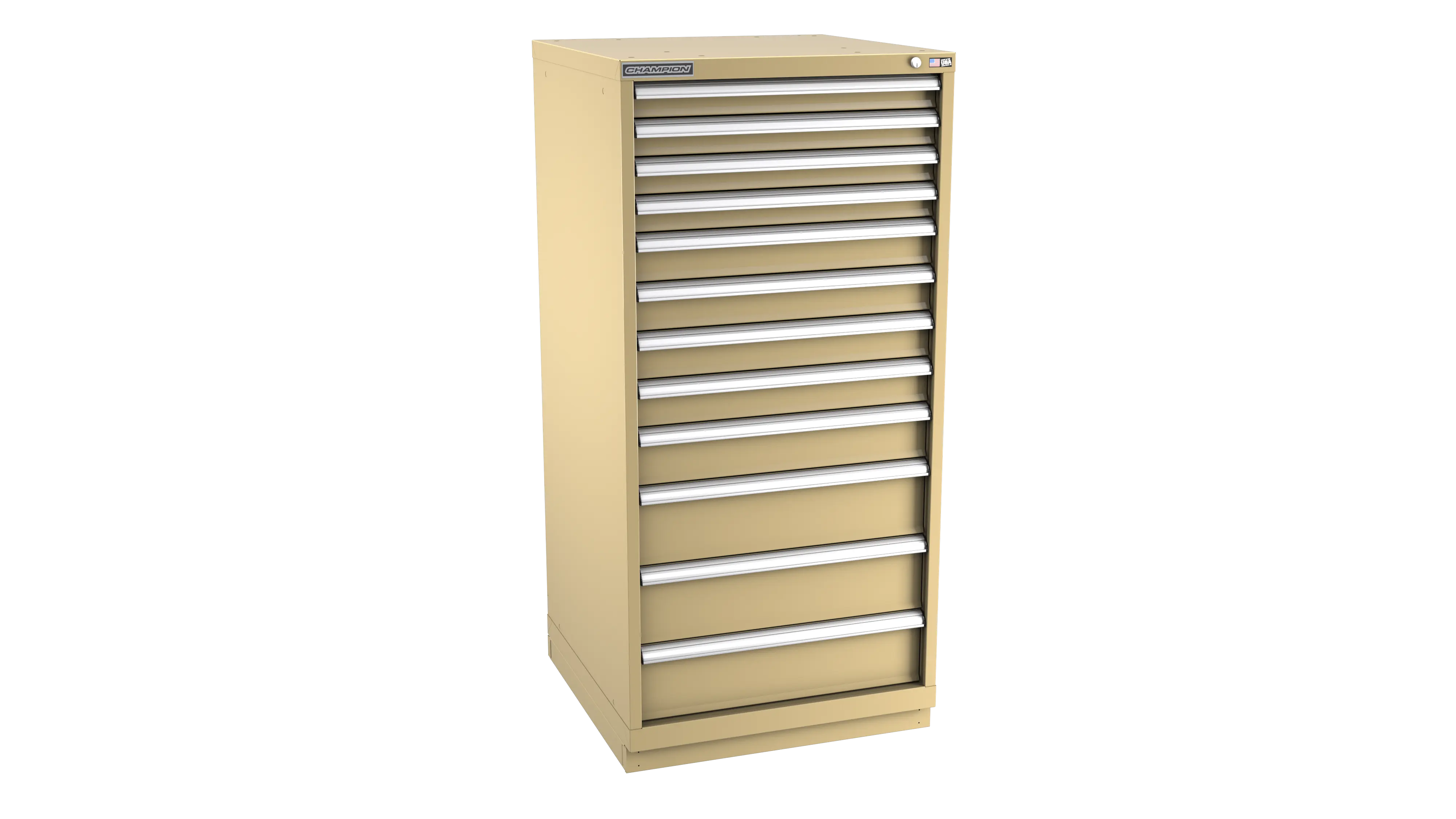Champion Tool 12-Drawer Metal Modular Storage Cabinet with 208 Internal Compartments, 28-1/4 W x 59-1/2 H x 22-1/2 D in - CM SWS2700-1201-ILC-FTB Champion Tool Storage