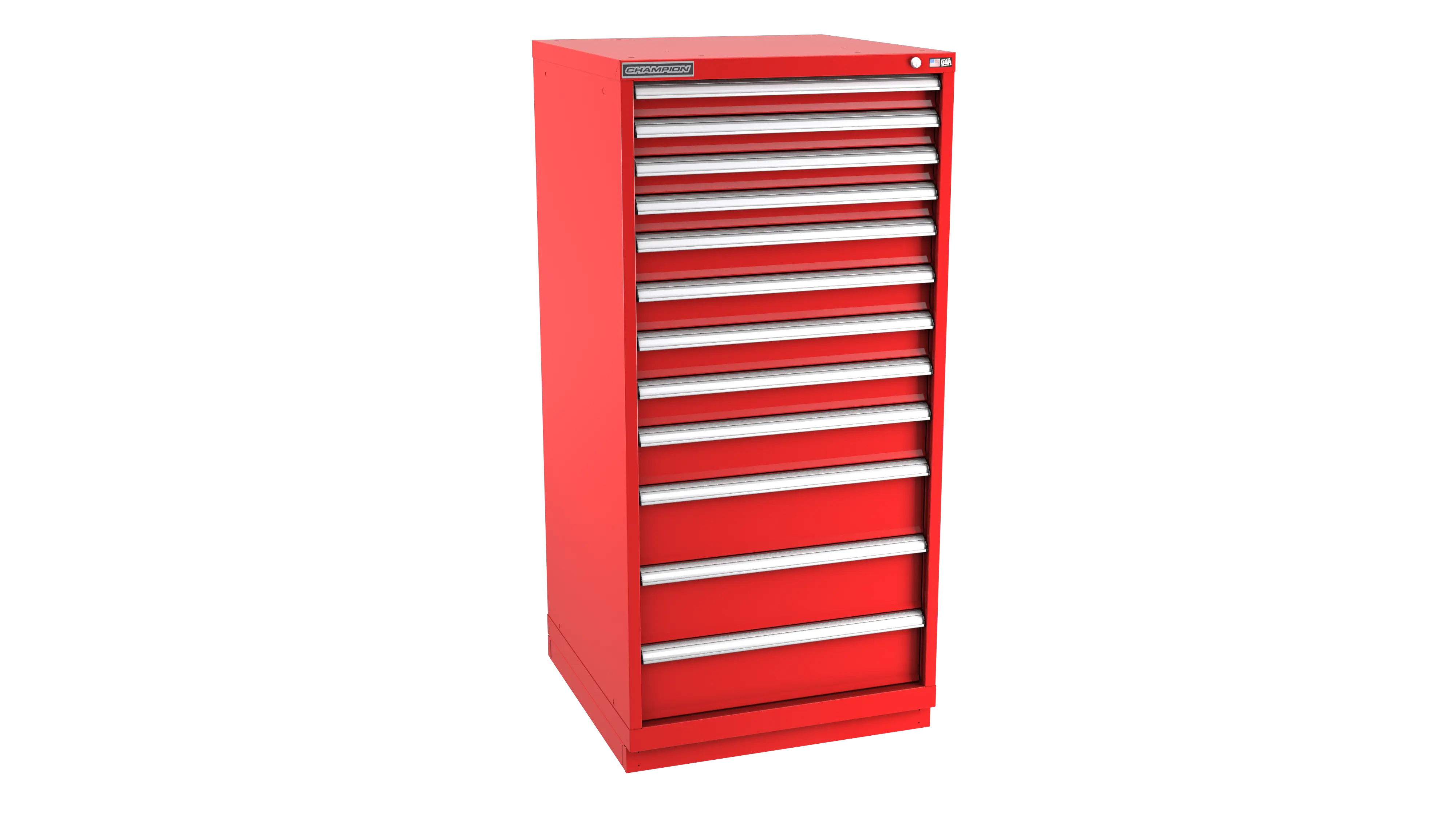 Champion Tool 12-Drawer Metal Modular Storage Cabinet with 208 Internal Compartments, 28-1/4 W x 59-1/2 H x 22-1/2 D in - CM SWS2700-1201-ILC-FTB Champion Tool Storage